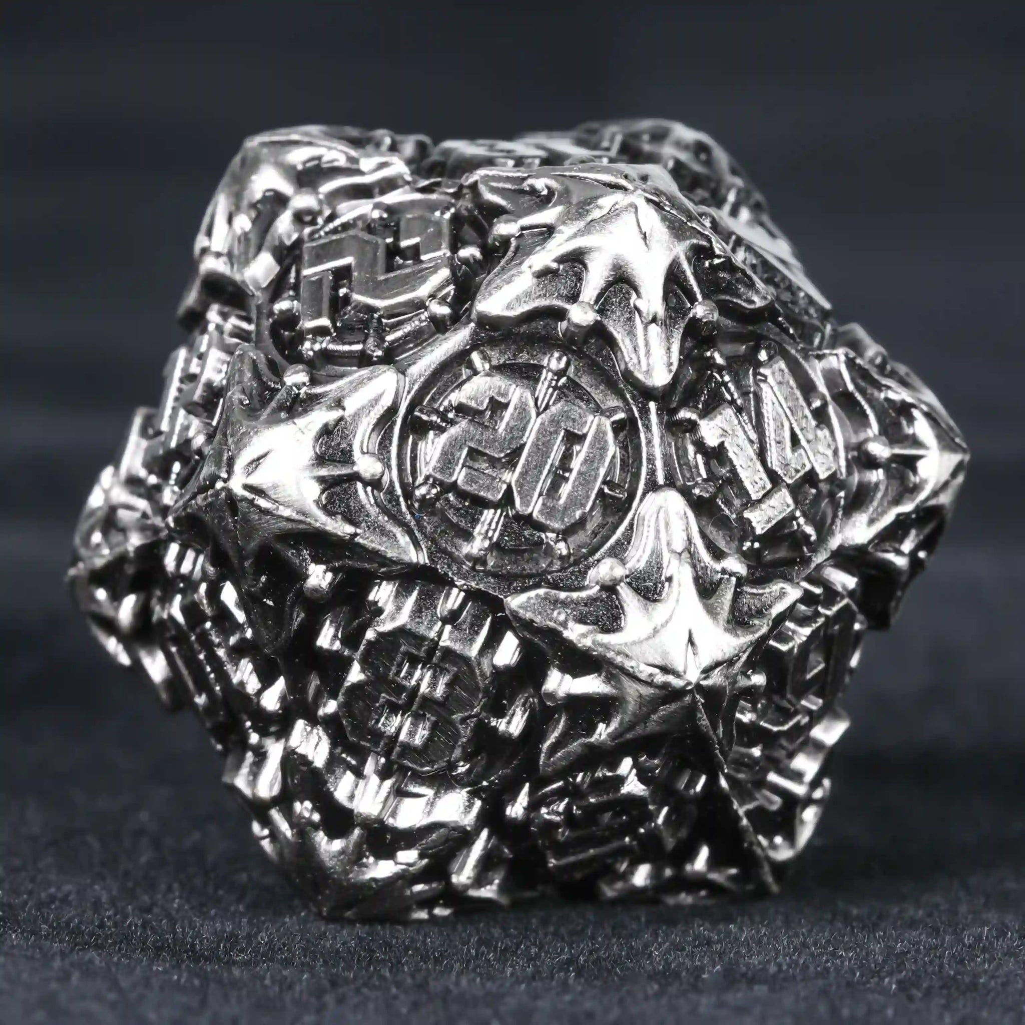 Silver Steampunk Pirate Metal DND D20 Dice | Bear Dice