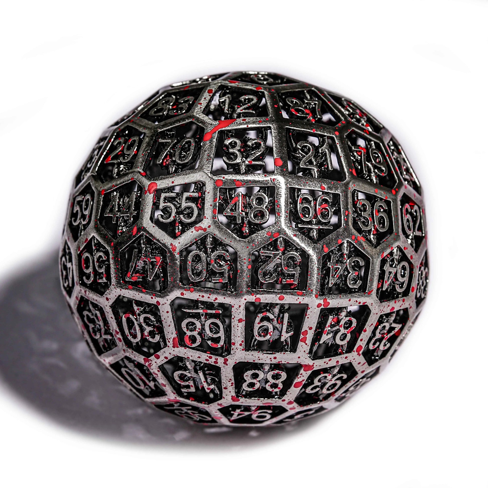 50mm Spherical Skeleton Bloodstain Creative D100 Metal Dice | Bear Dice