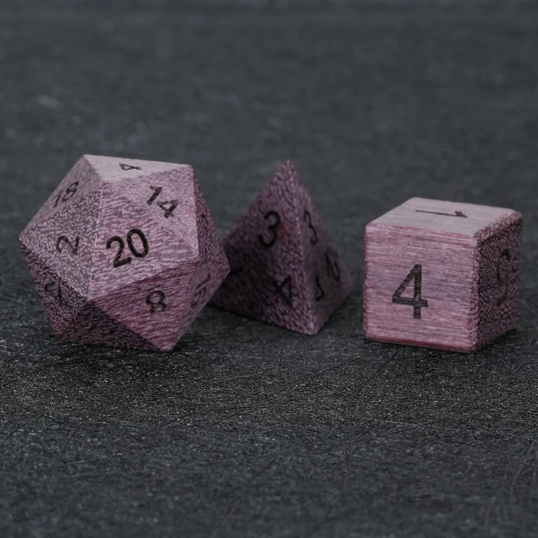 Violet Wood D&D D20, D4, and D6 Dice | Bear Dice