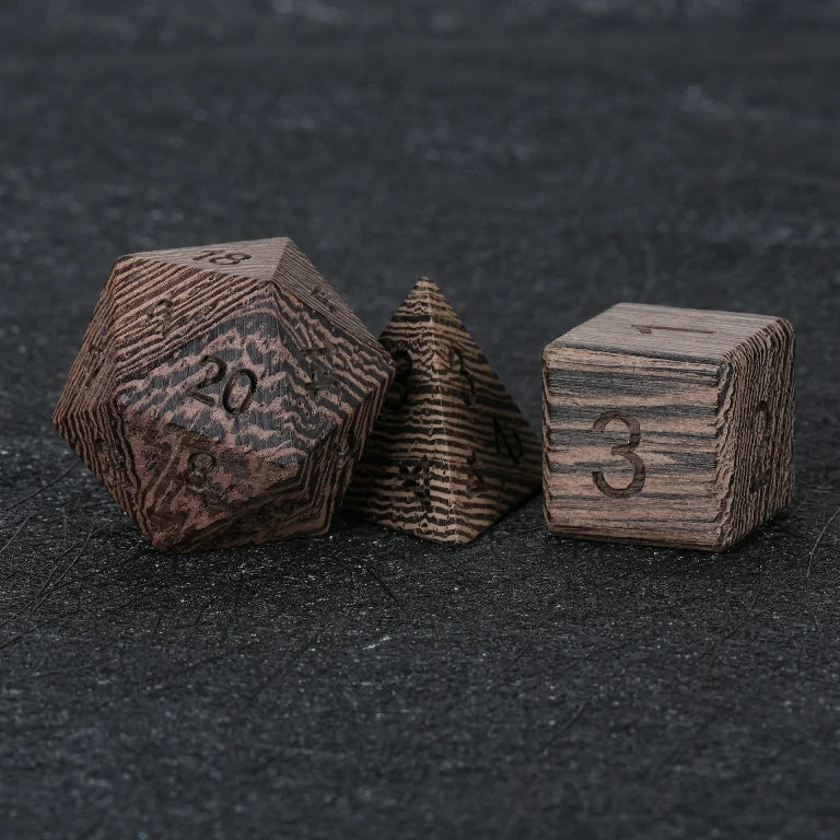 Wenge DND D20, D4, and D6 Dice | Bear Dice