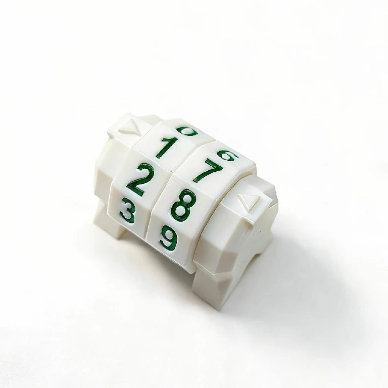 3D printed white MTG life counter with green numbers | Bear Dice