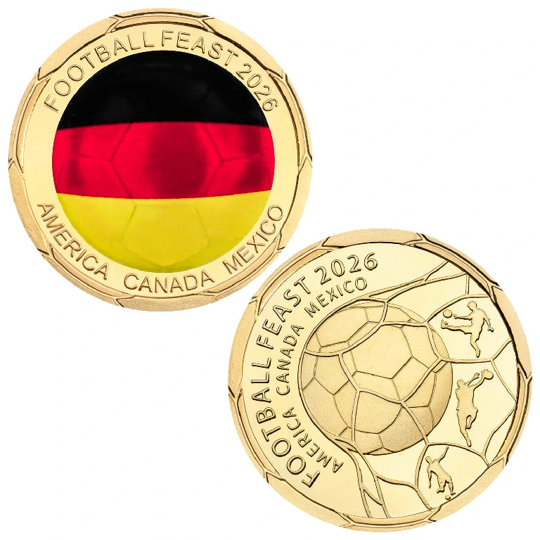 World Cup Germany Flag Metal Coin – German flag on the obverse, 2026 World Cup football design on the reverse | Bear Dice
