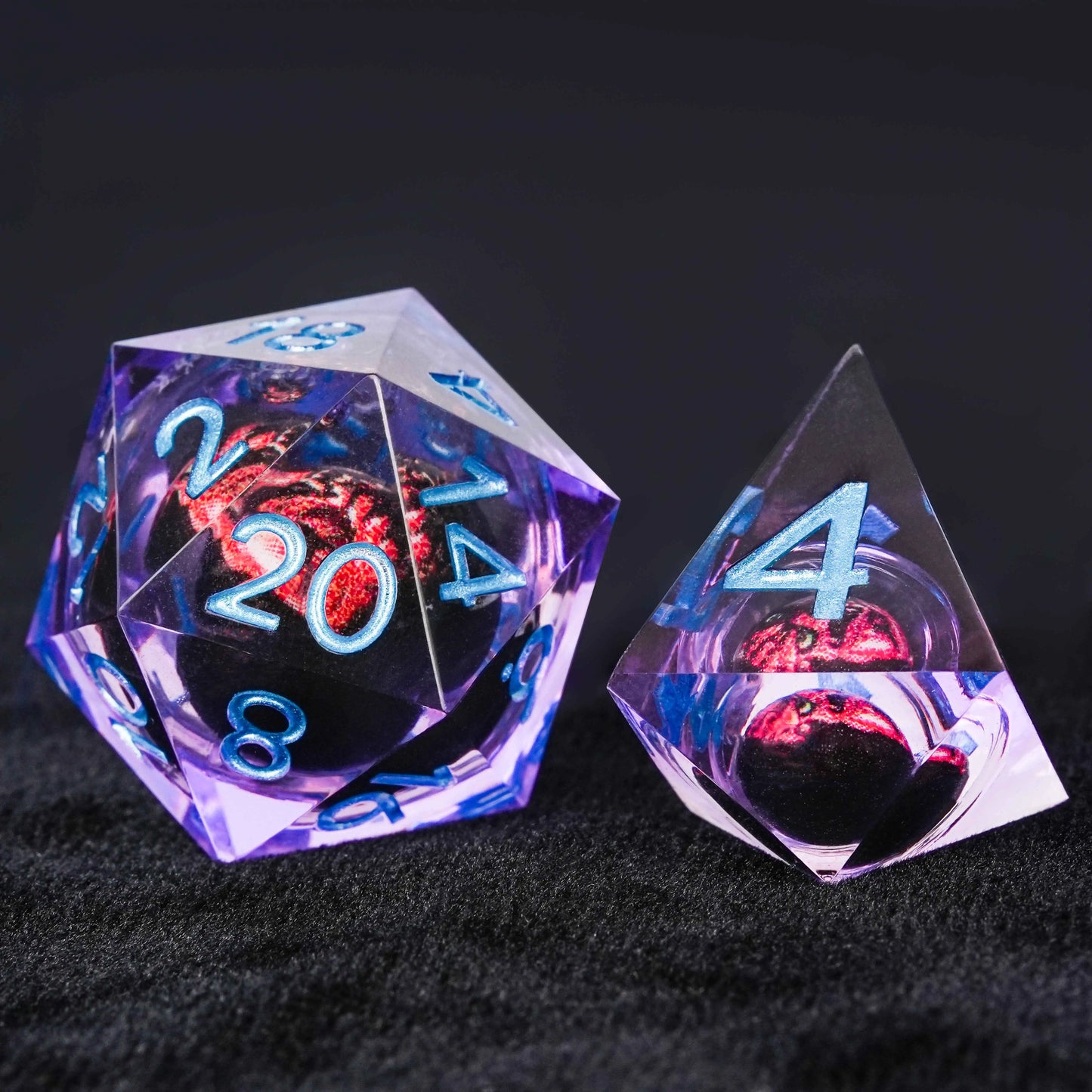 Purple resin D20 dice 、D4 Dice with sharp edges Quicksand fang monster | Bear Dice