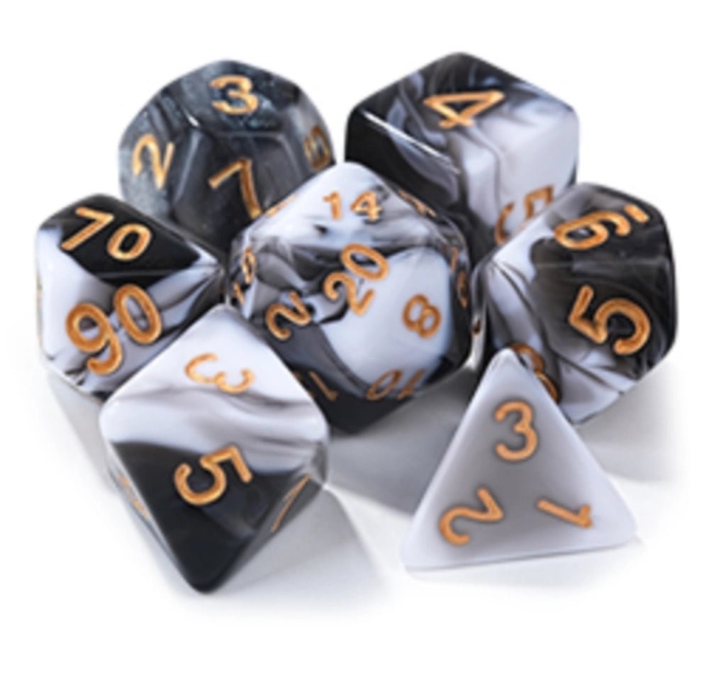 Acrylic two - color mix and match dnd dice set + dice tray - Bear Dice