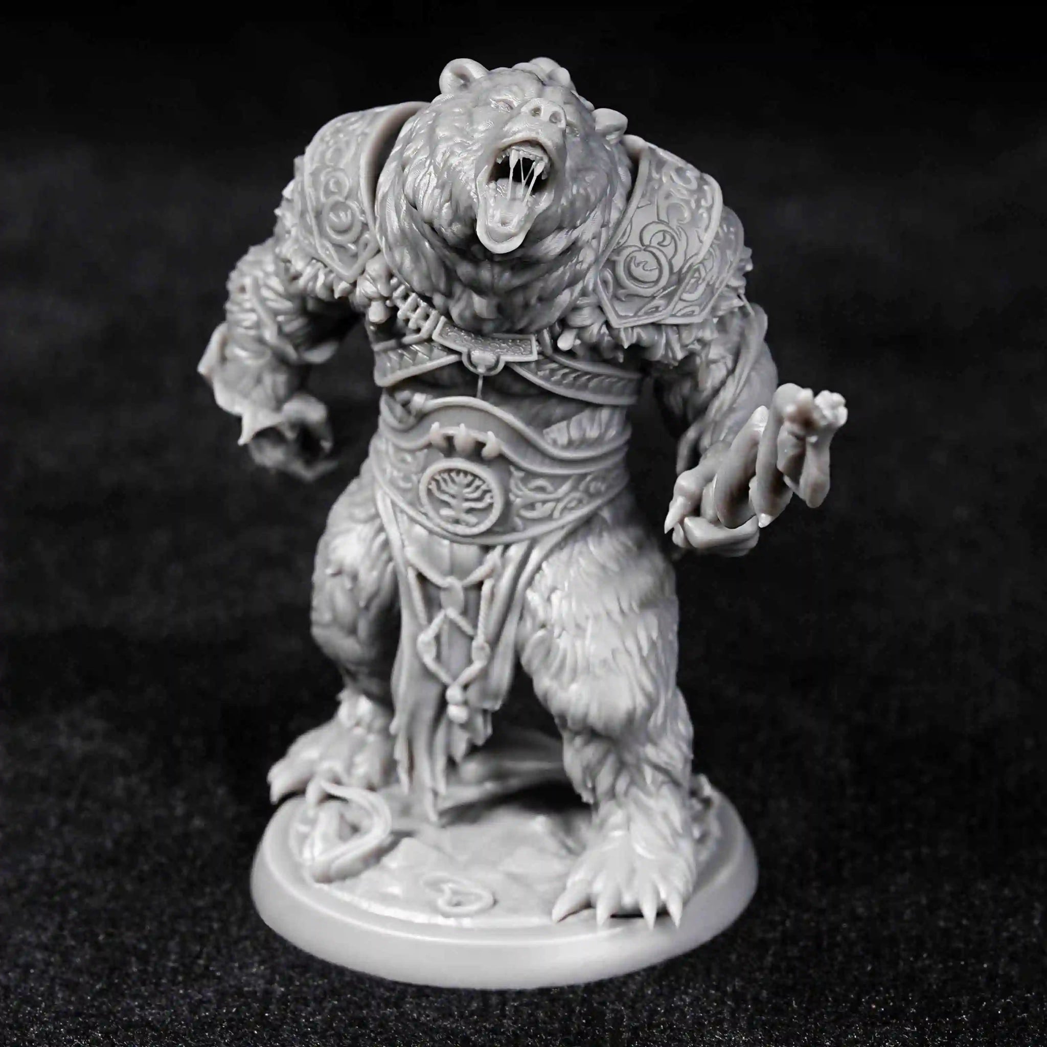 Advanced DND Bear Warrior 3D Printed Desktop Character Miniature Model - Bear Dice