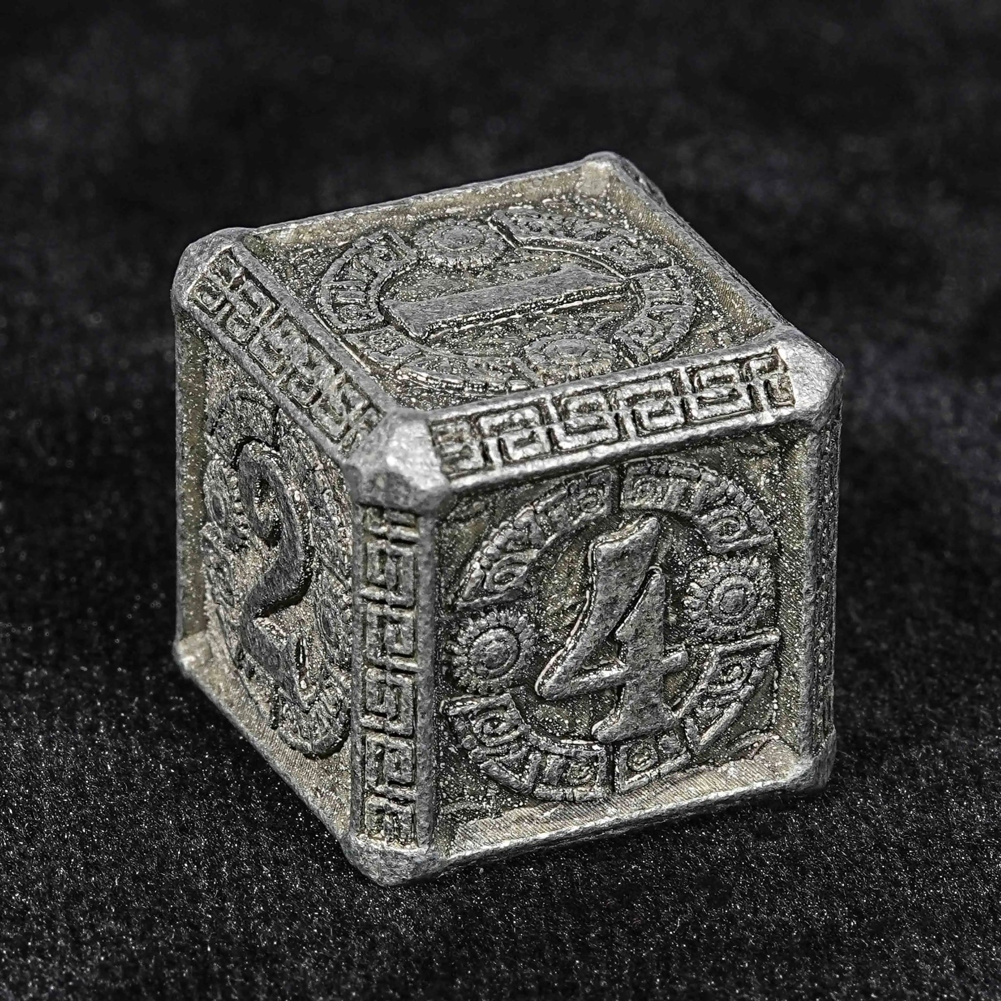 Ancient Greek Textured Metal DND Dice Set - Bear Dice