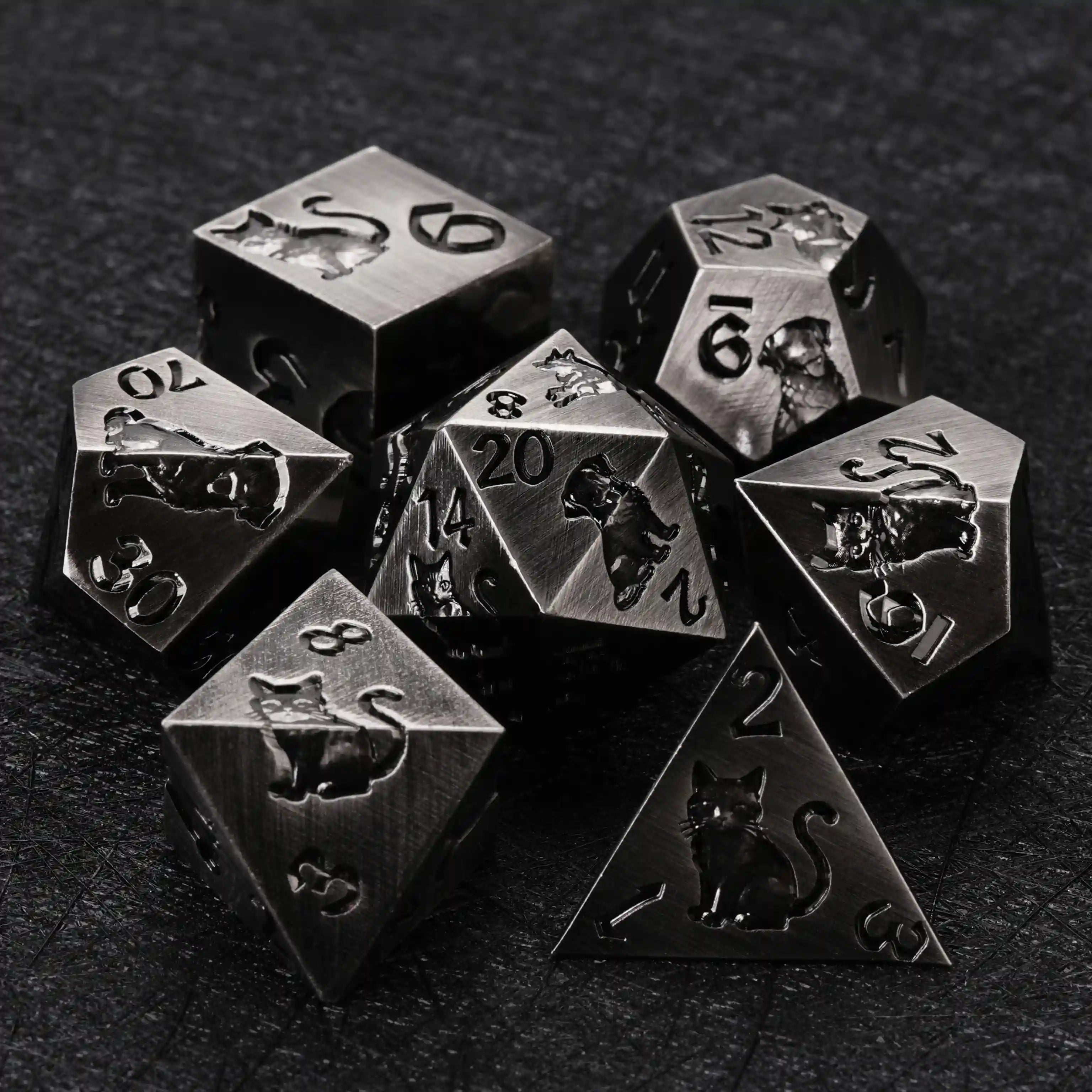 Black metal animal ally dice set for tabletop RPG BearDice