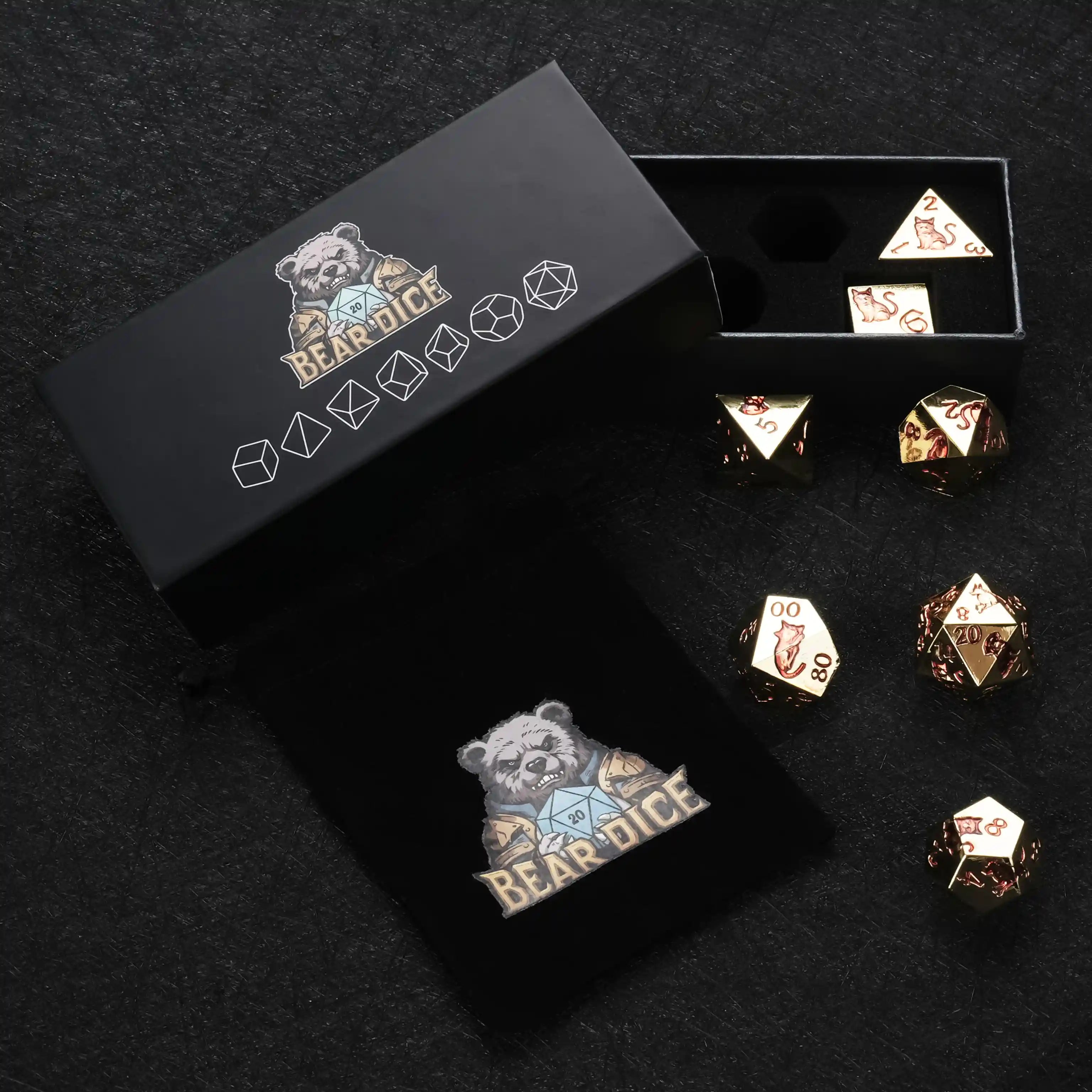 Premium black box packaging for metal animal ally dice BearDice