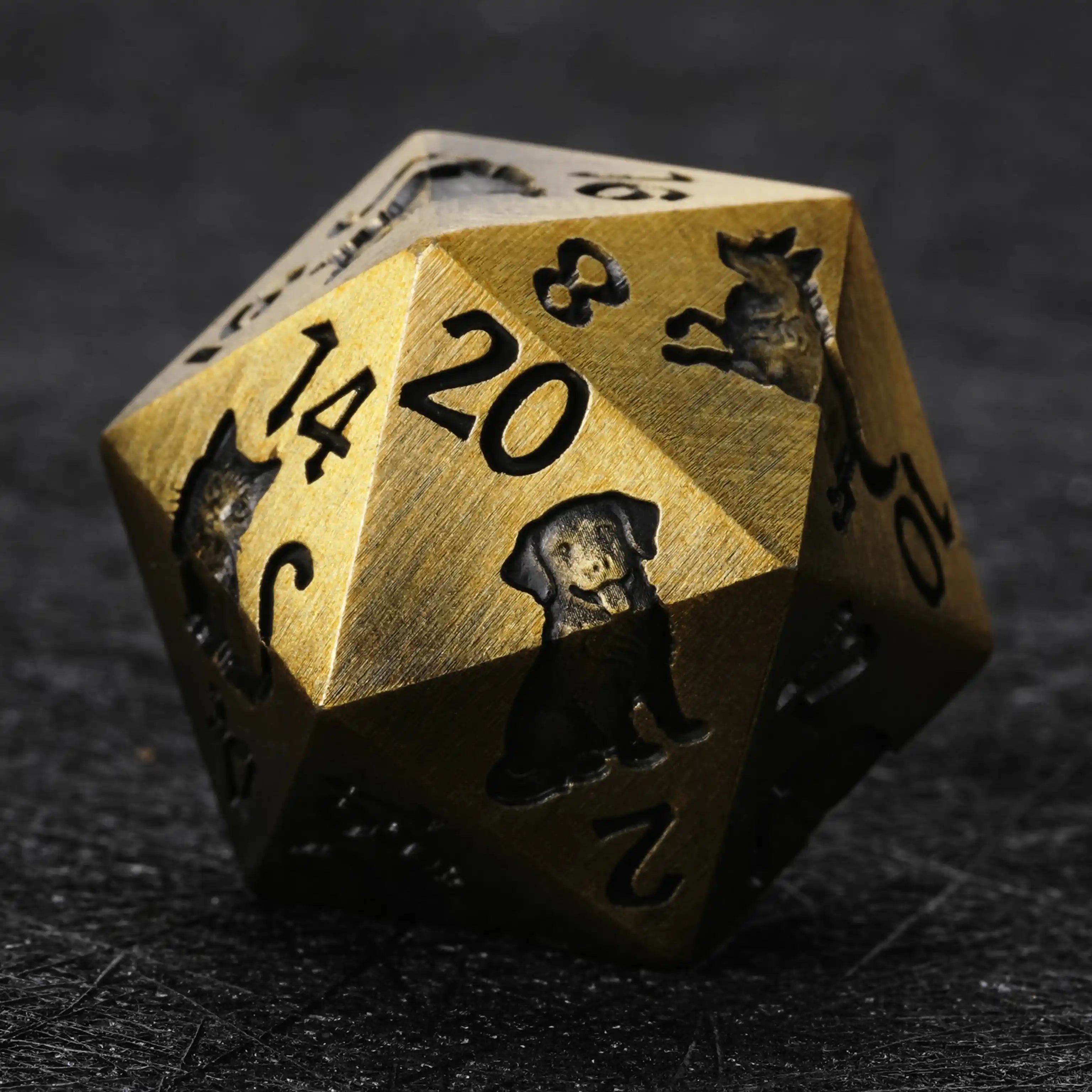 Gold metal animal ally dice set for Dungeons and Dragons BearDice