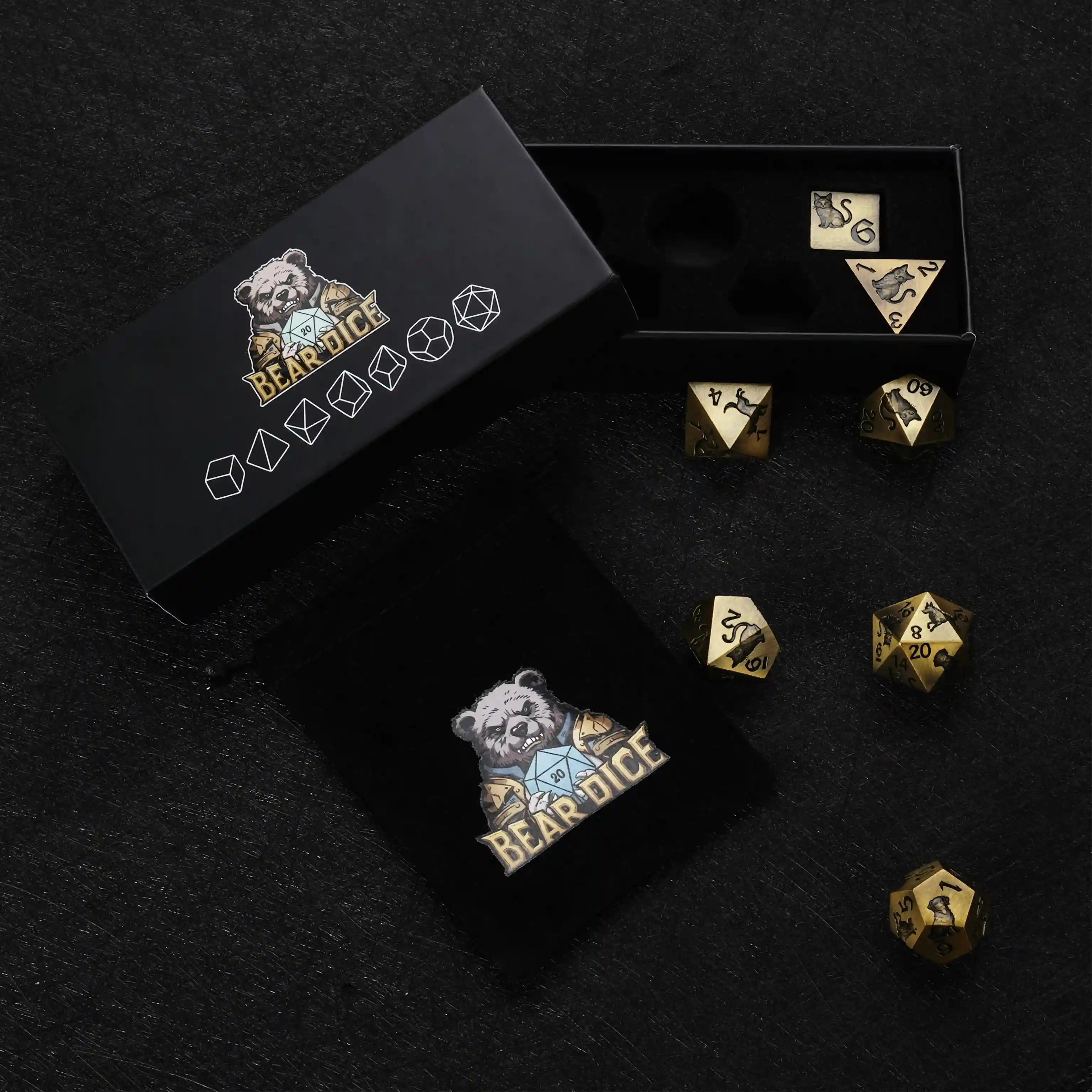 Metal animal ally dice gift set with collector box BearDice