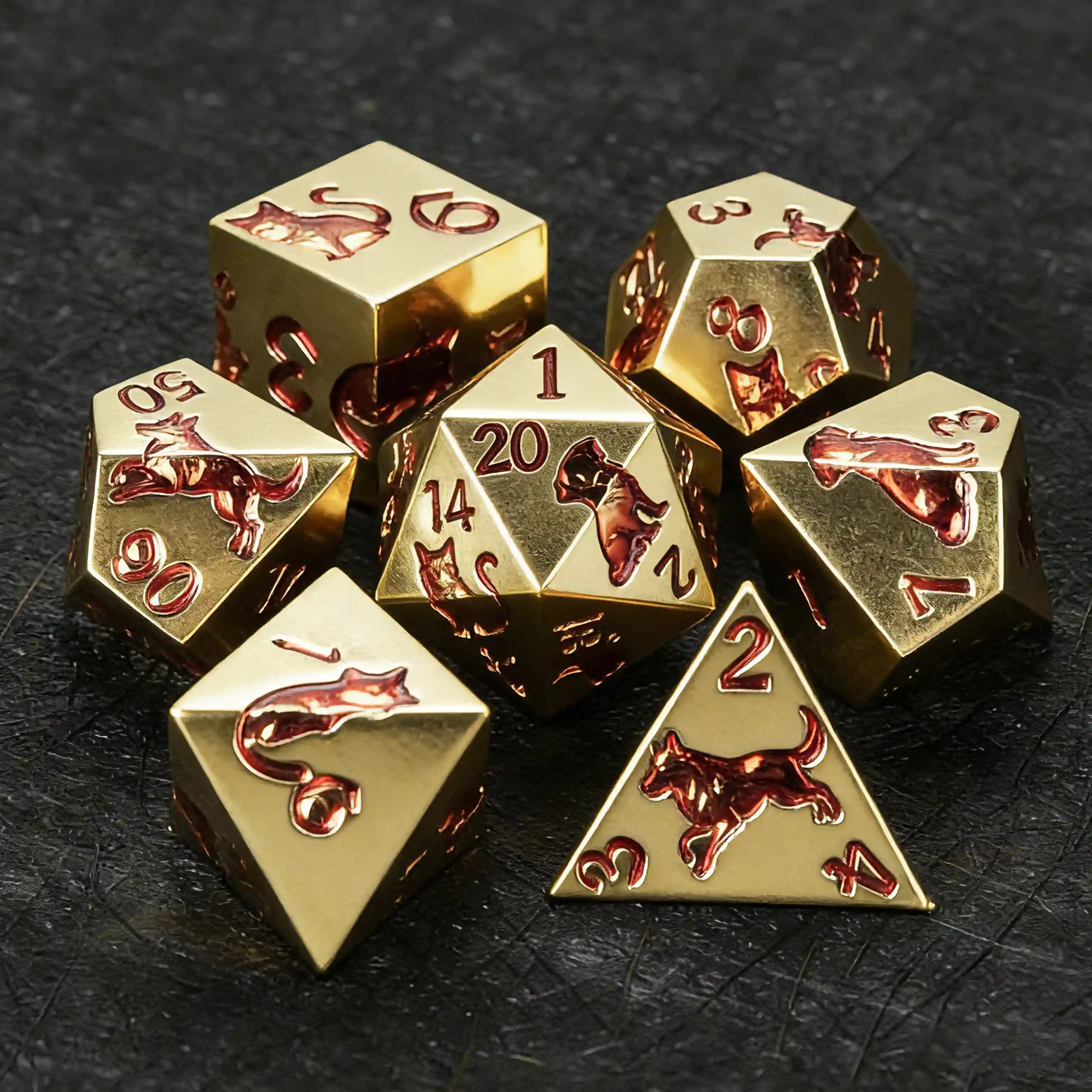 Red gold animal ally metal dice set Kickstarter edition BearDice