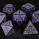Black and purple rune acrylic DND dice set