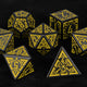 Black and Yellow Rune Acrylic DND Dice Set