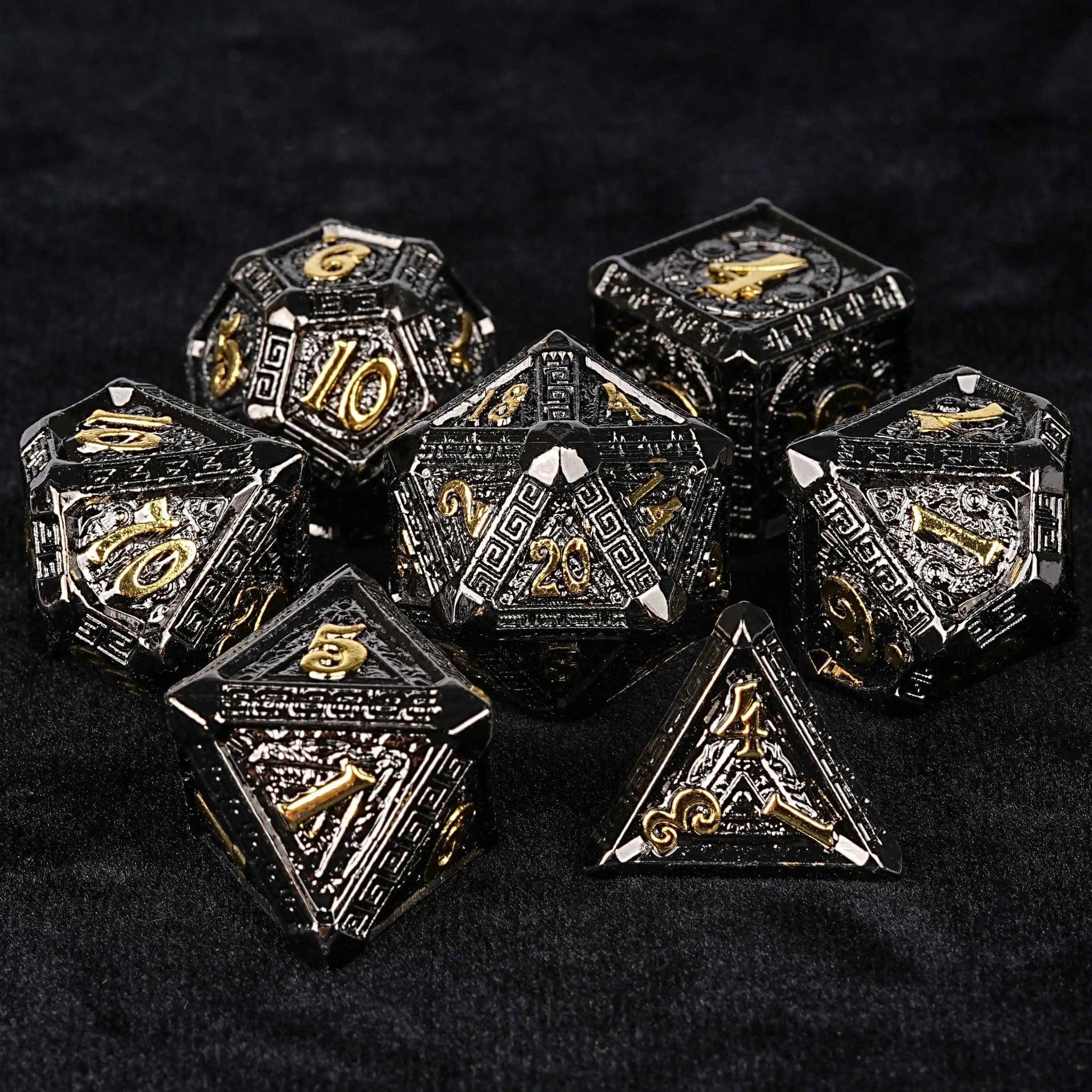 Black Gold Metal DND Dice Set - Bear Dice