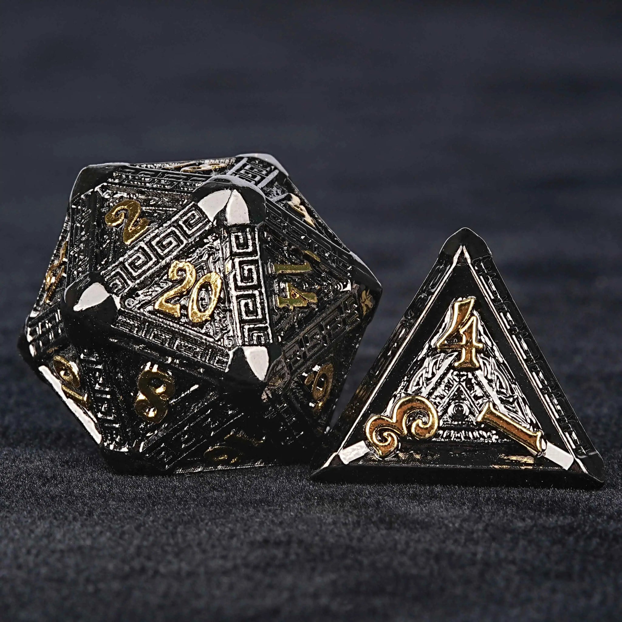 Black Gold Metal DND Dice Set - Bear Dice