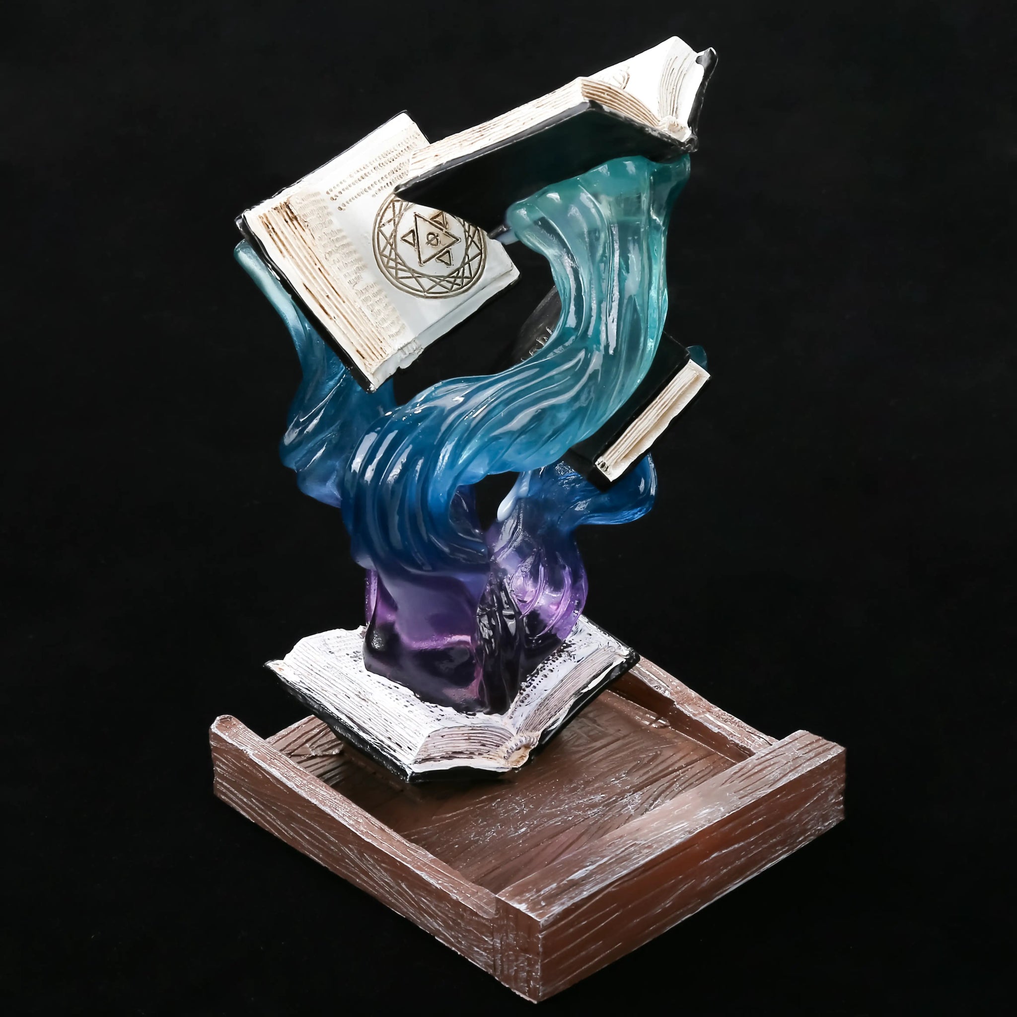 Blue and purple magic book resin dice tower for smaller size RPG dice - Bear Dice
