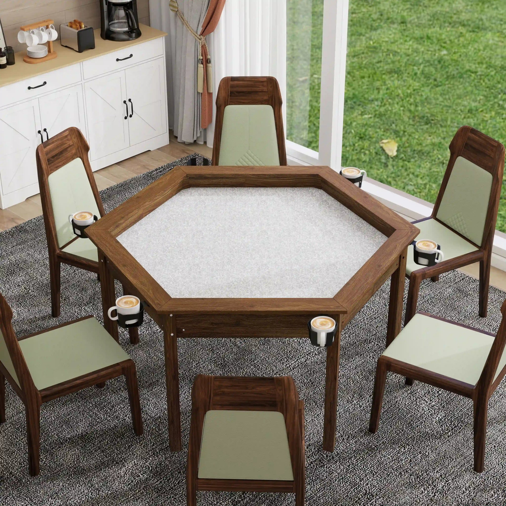 board game table Board Game Table / Game Table for 6 Players, Hexagon Gaming & Dining Table with Removable Table Top - Bear Dice