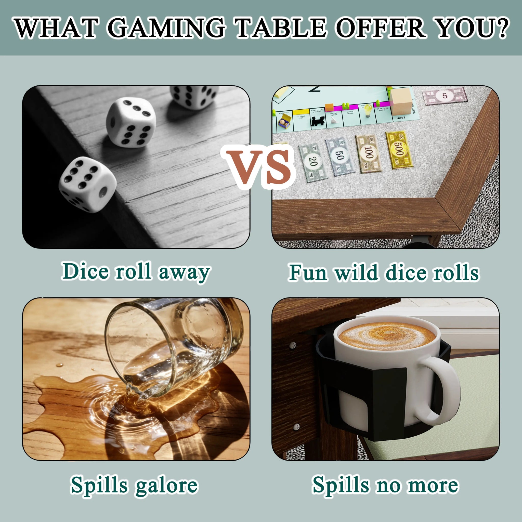 board game table Board Game Table / Game Table for 6 Players, Hexagon Gaming & Dining Table with Removable Table Top - Bear Dice