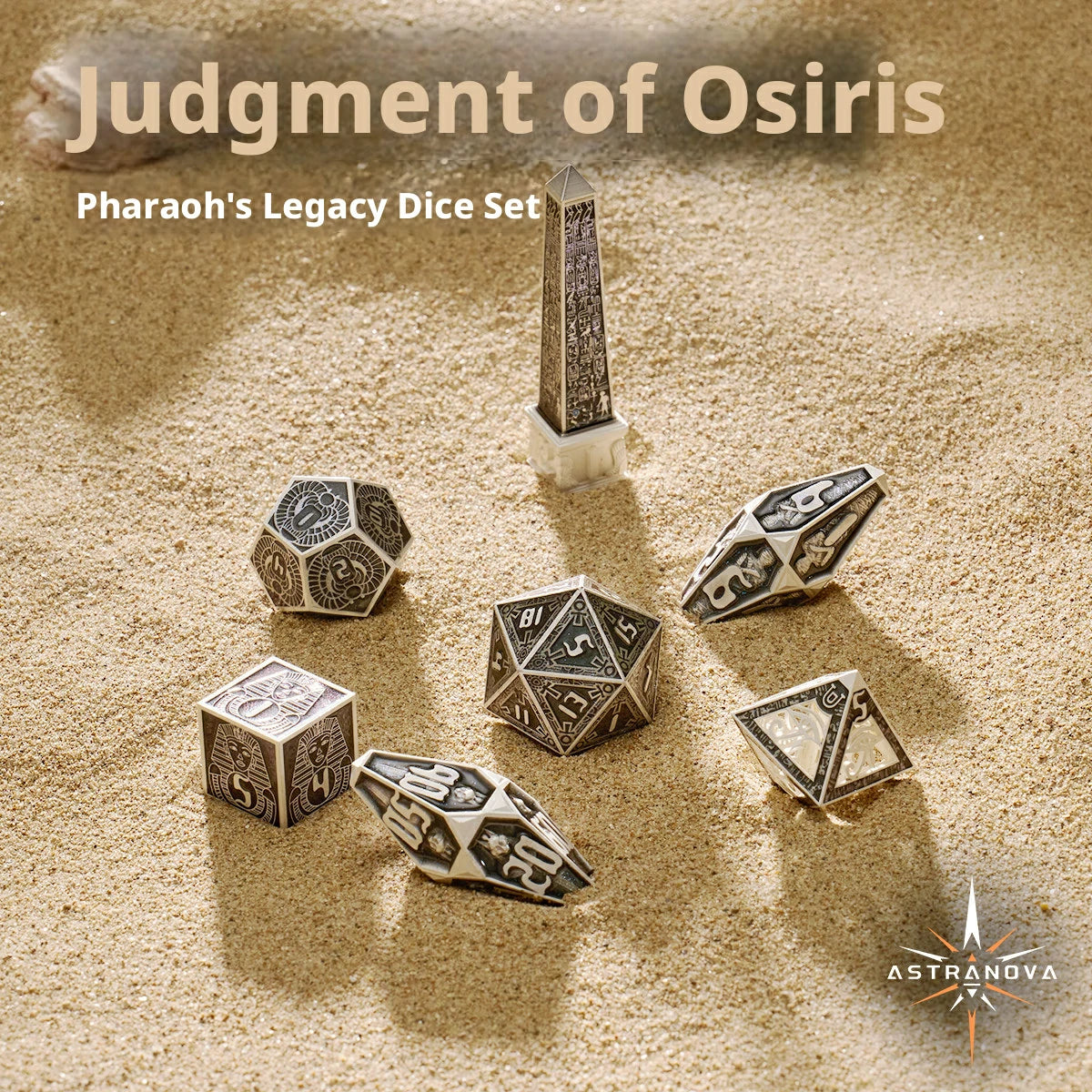 Legacy of the Pharaoh Unique Retro Metal Dice Set – Ancient Egypt RPG Dice