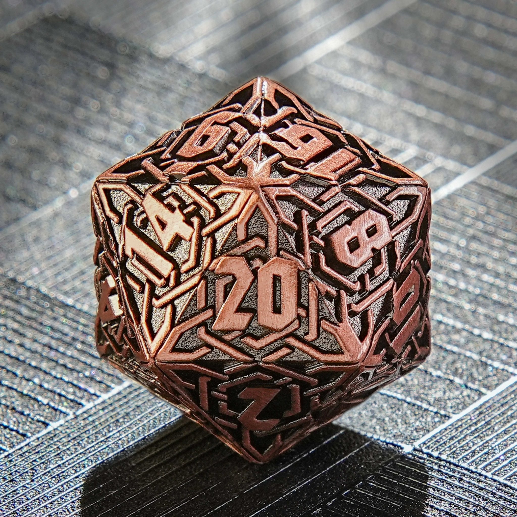 Celtic Knot - ancient red copper metal solid dice set - Bear Dice