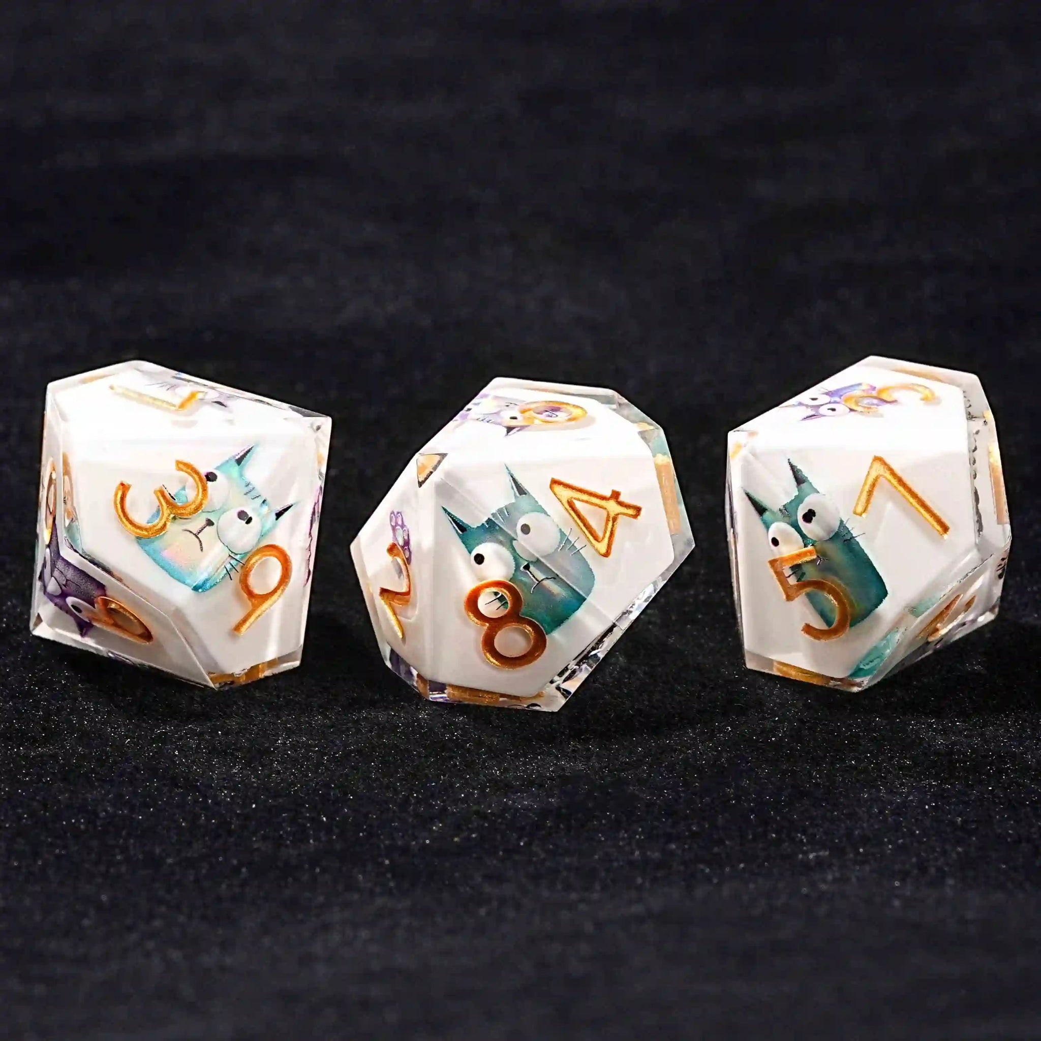 Charming White Resin D10 Dice - Cute Cat 10 - Sided Dice - Bear Dice