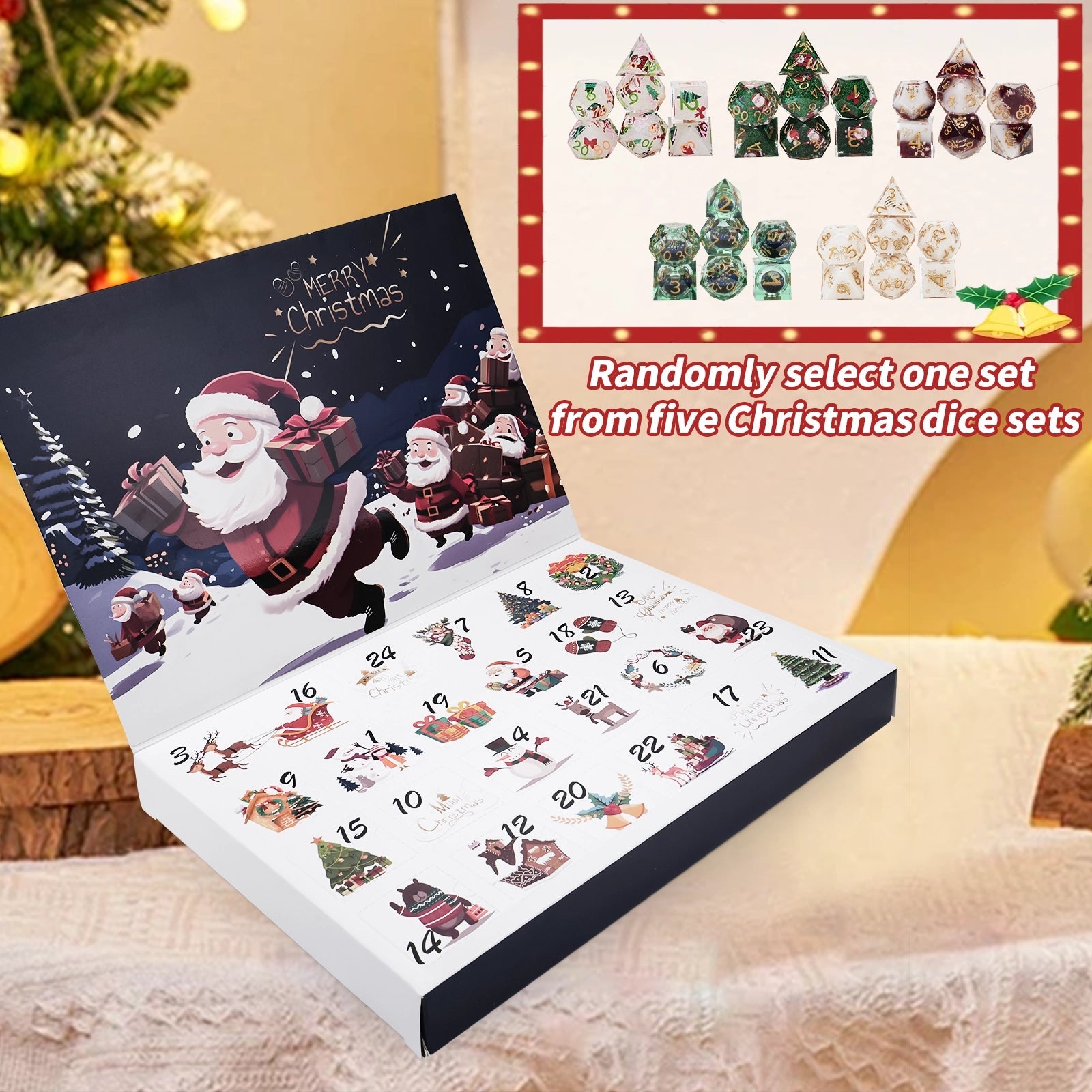 Christmas DND dice blind box countdown calendar, random surprise dice pytr, Christmas dice gift DND fans gift - Bear Dice