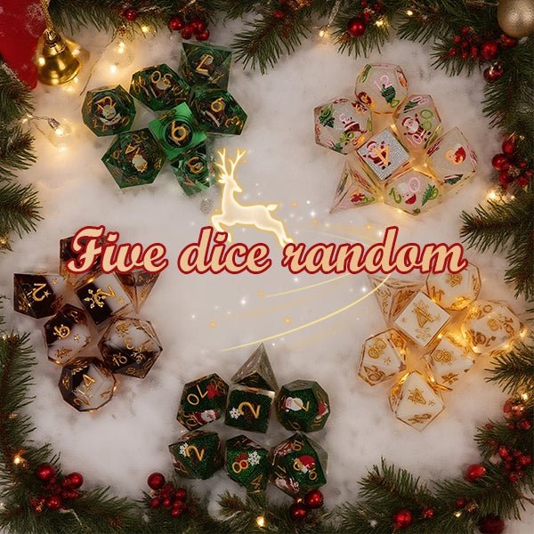 Christmas DND Dice Blind Box Gift Set - Resin Dice, Stickers, Ornaments and Holiday Accessories - Bear Dice