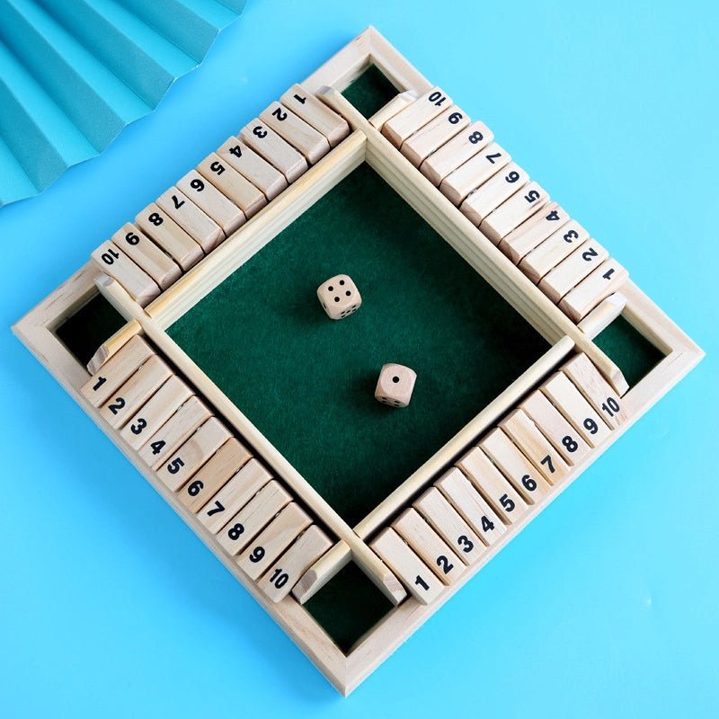 Close the Box Dice Game - Wooden Party Strategy Board Game - Bear Dice