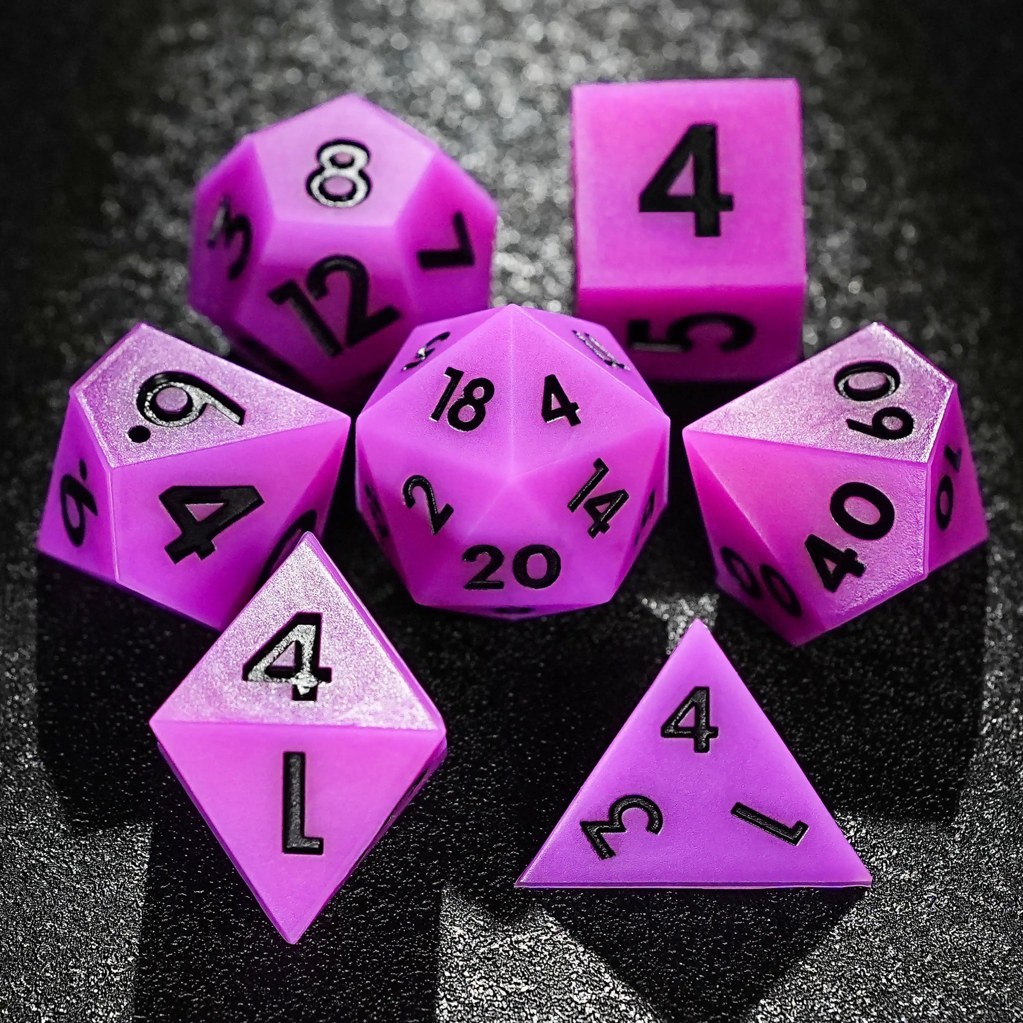 Colorful mixed color board game silicone polyhedron dice set + purple numbers - Bear Dice