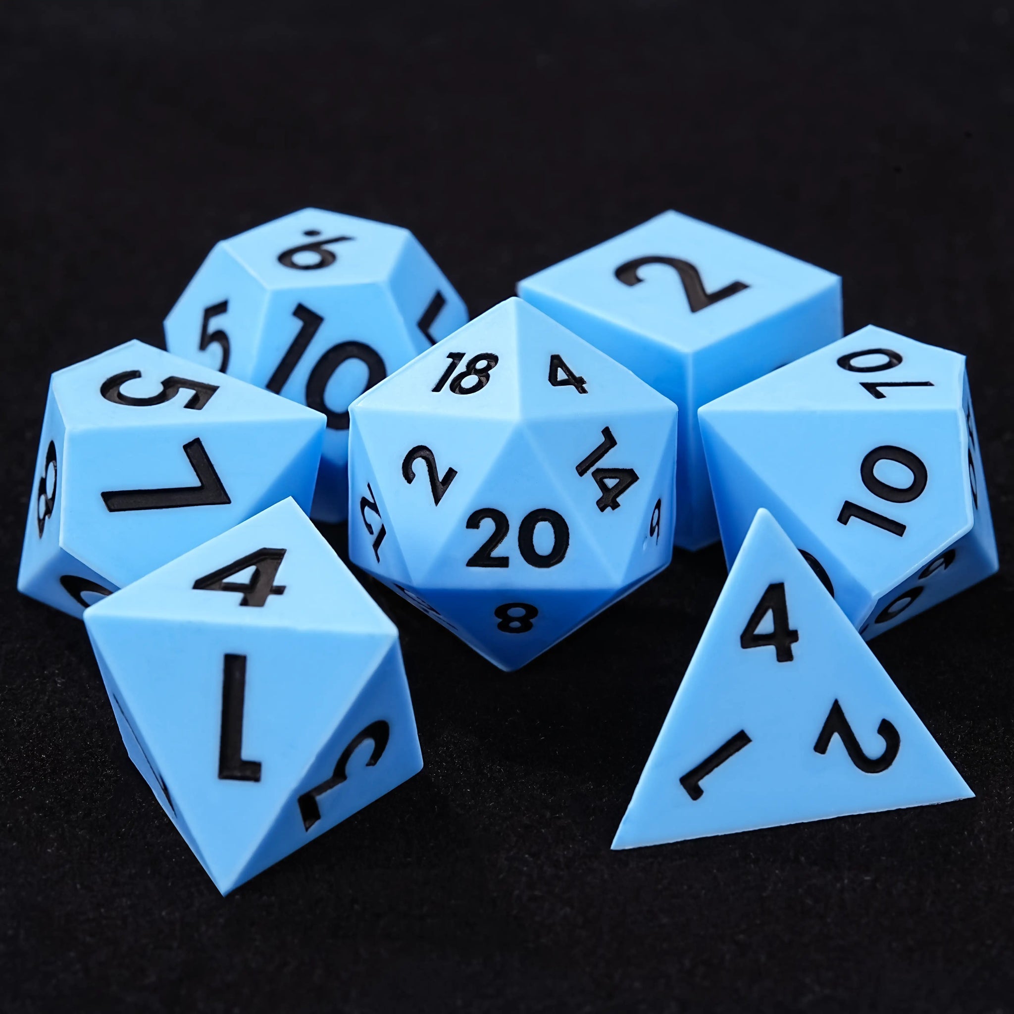 Colorful mixed color board game silicone polyhedron dice set + purple numbers - Bear Dice