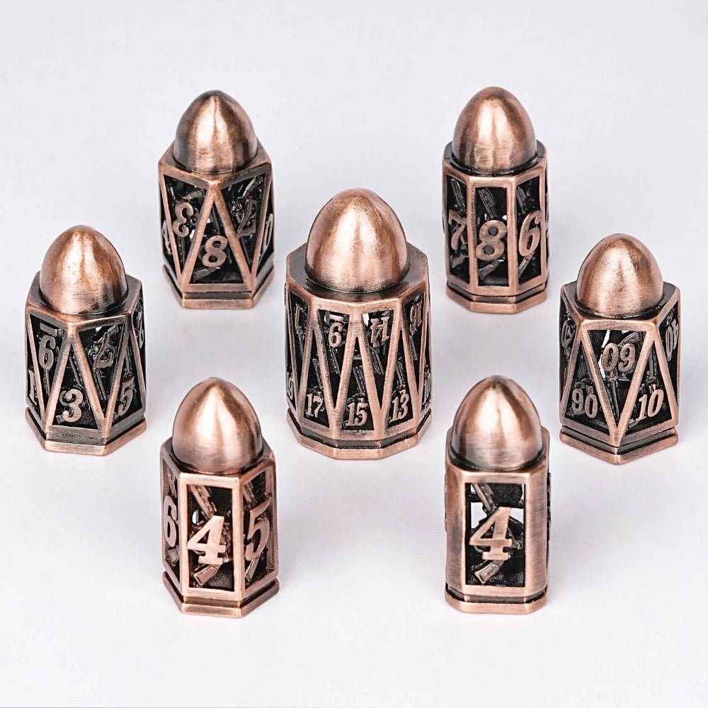 Cool DND polyhedron metal hollow pistol bullet dice set - Bear Dice