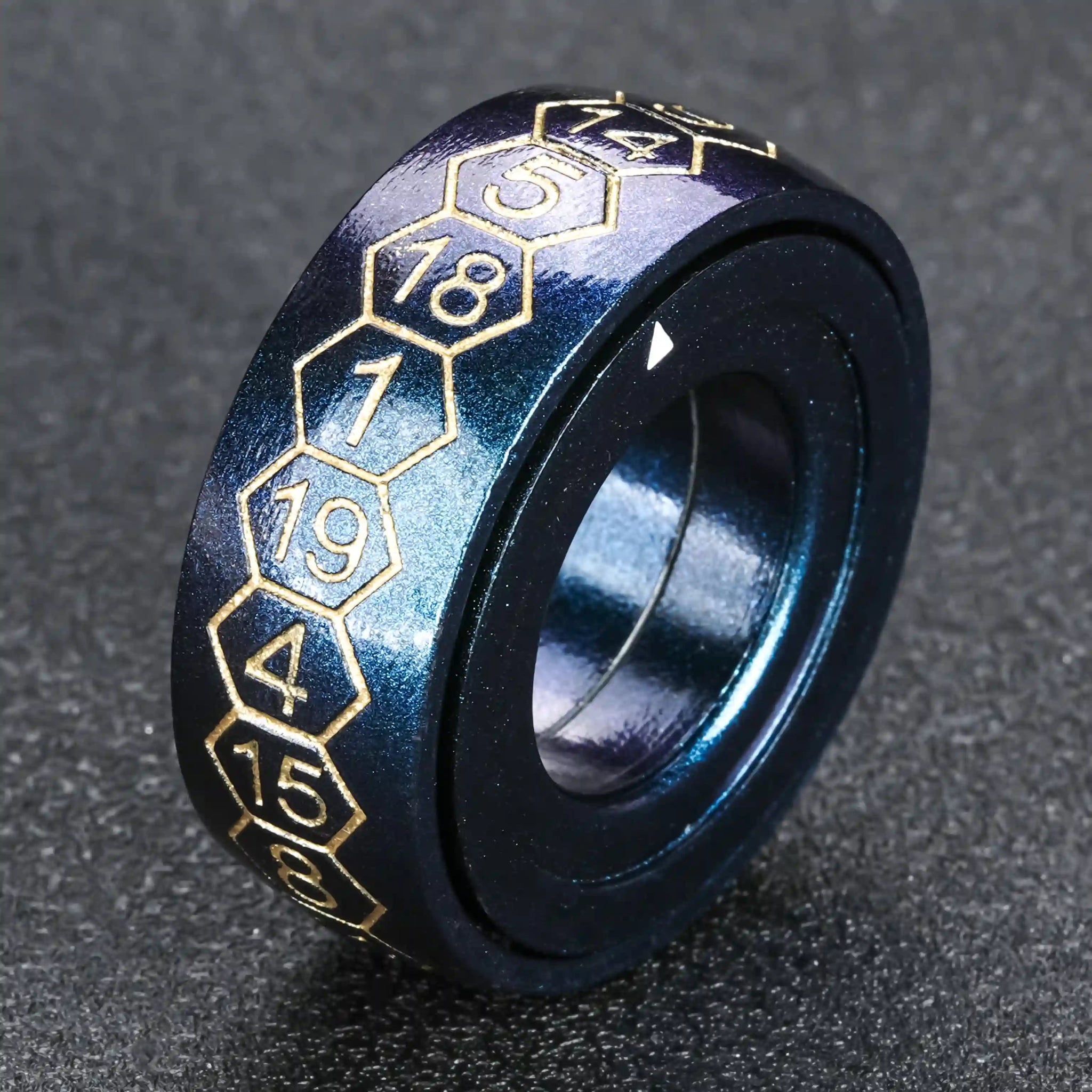Cool Metal Fingertip Spinning D20 Dice Ring - Bear Dice