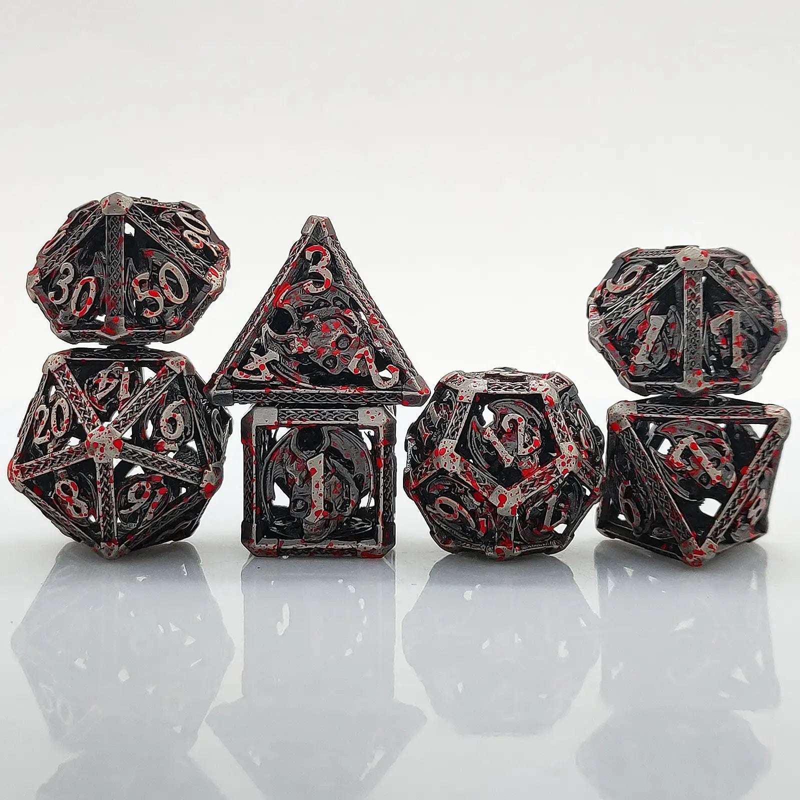 Cool Metal Skull Flying Dragon Hollow DND Dice Set - Bear Dice