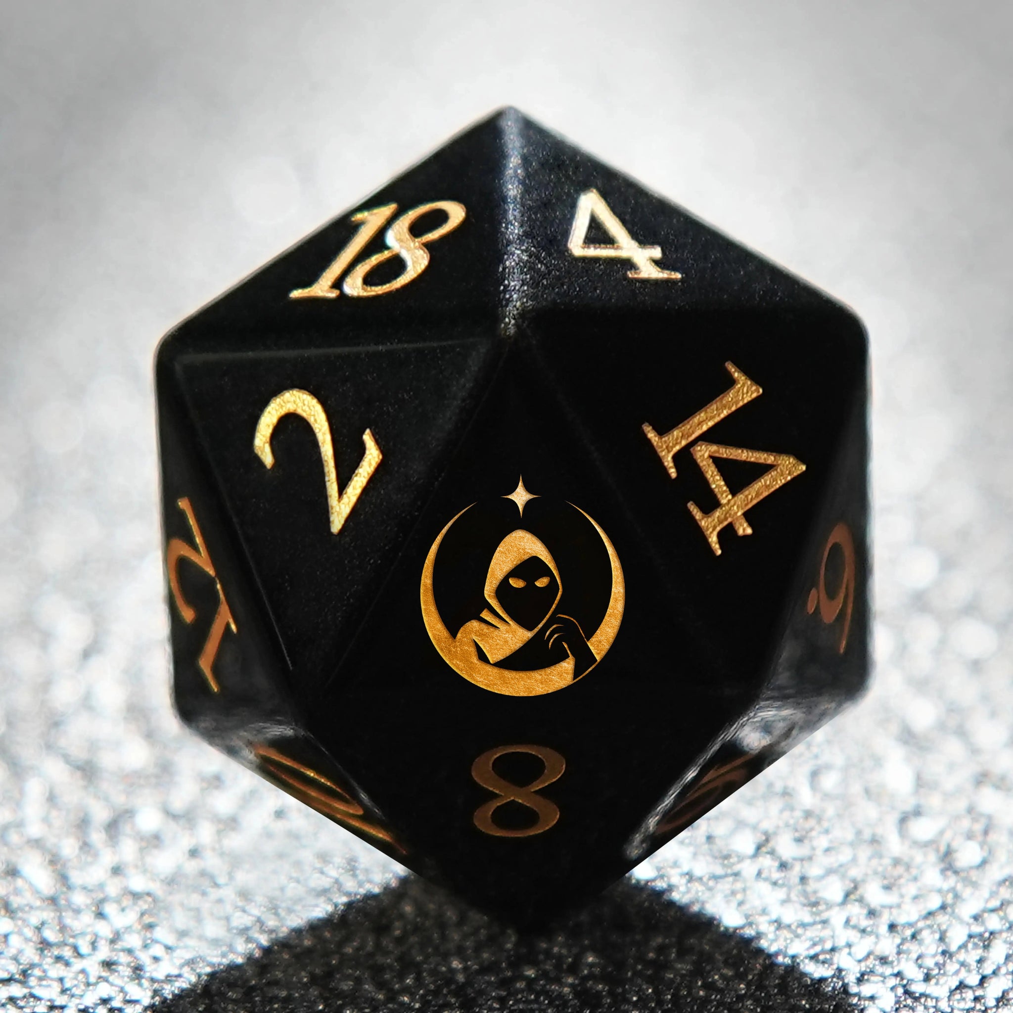 Custom Gemstone Dice—Personalized standard polyhedral natural gemstone dice, engraved with fonts, names, symbols, patterns, logos, etc. - Bear Dice