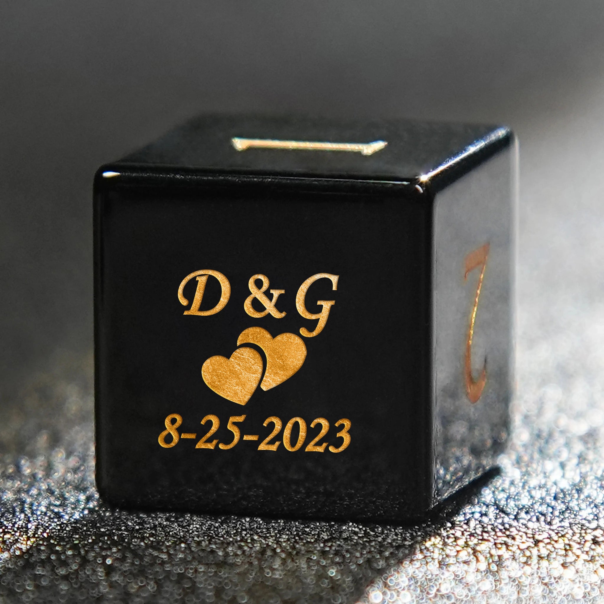 Custom Gemstone Dice—Personalized standard polyhedral natural gemstone dice, engraved with fonts, names, symbols, patterns, logos, etc. - Bear Dice