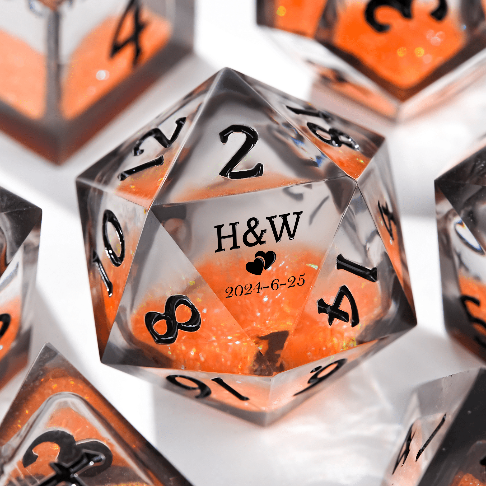 Custom Liquid Core Wedding Dice Unique Wedding Anniversary Gift Exclusive Engraving - Bear Dice