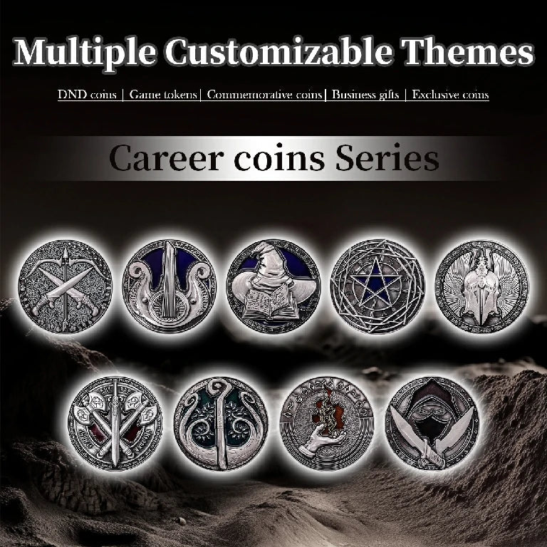 Custom Metal Commemorative Coins、DND Coins and Gaming Tokens, Engraved with Designs, Logos, and Monster Images - Bear Dice