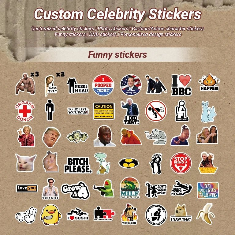 Custom Stickers - Custom cartoon and anime convention stickers, printed celebrity photos, DIY stickers, customizable in different shapes, patterns and sizes - Bear Dice
