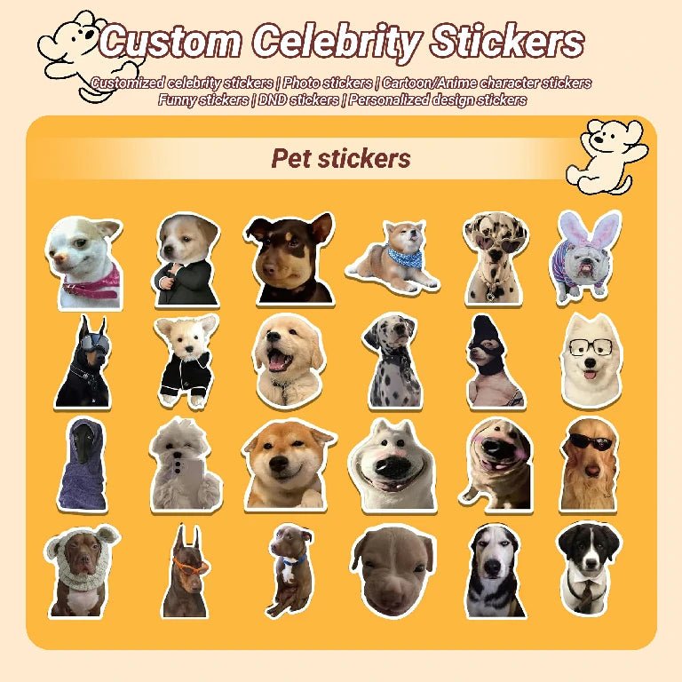 Custom Stickers - Custom cartoon and anime convention stickers, printed celebrity photos, DIY stickers, customizable in different shapes, patterns and sizes - Bear Dice