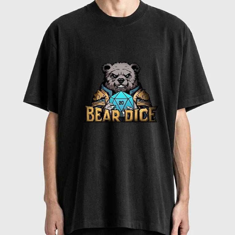 Custom T-shirts clothing - Personalized pure cotton black short - sleeved shirts with printable photo logo designs - Bear Dice