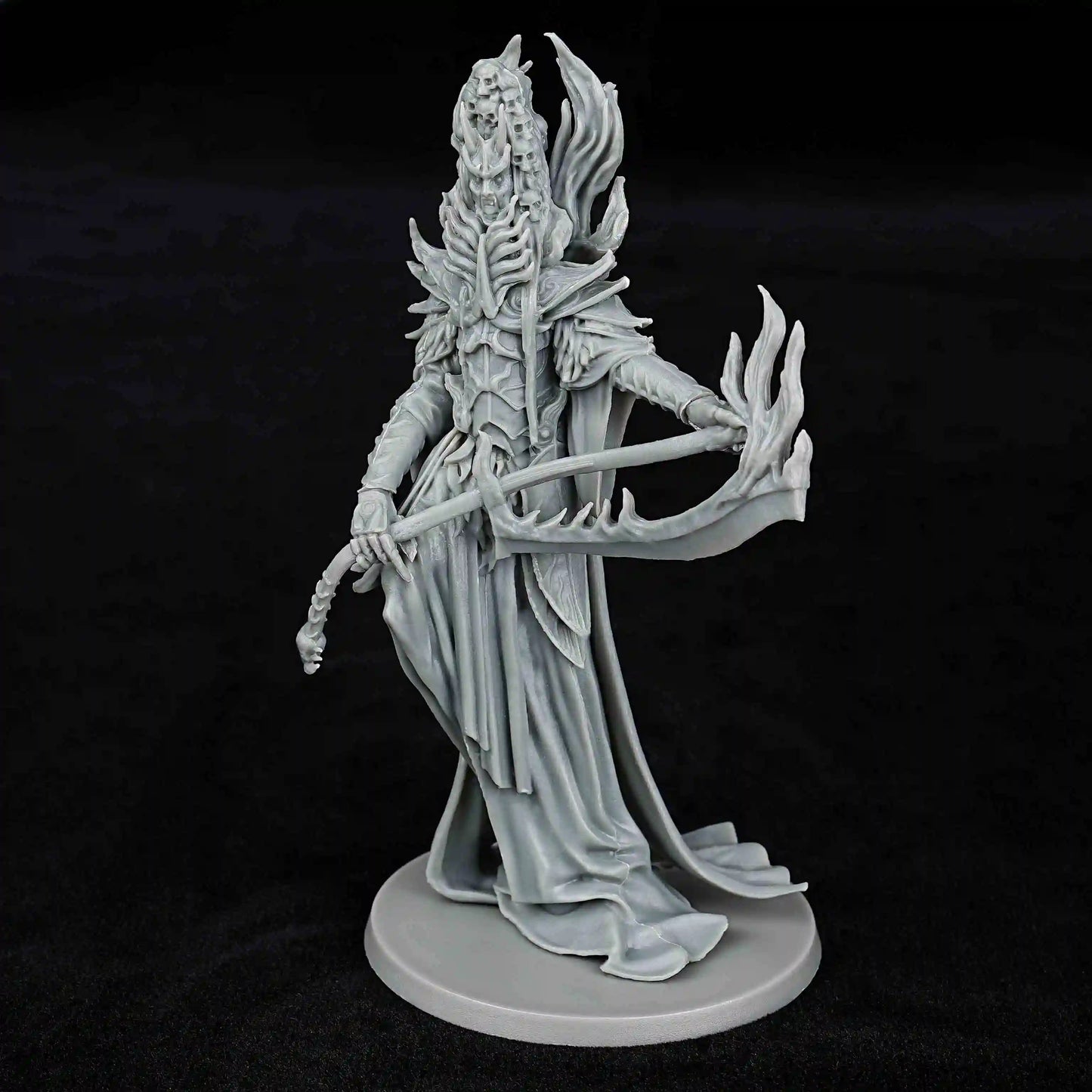 3D Printed Skeleton Robe Fire Scytheist Model, dnd Fantasy Adventure Choice