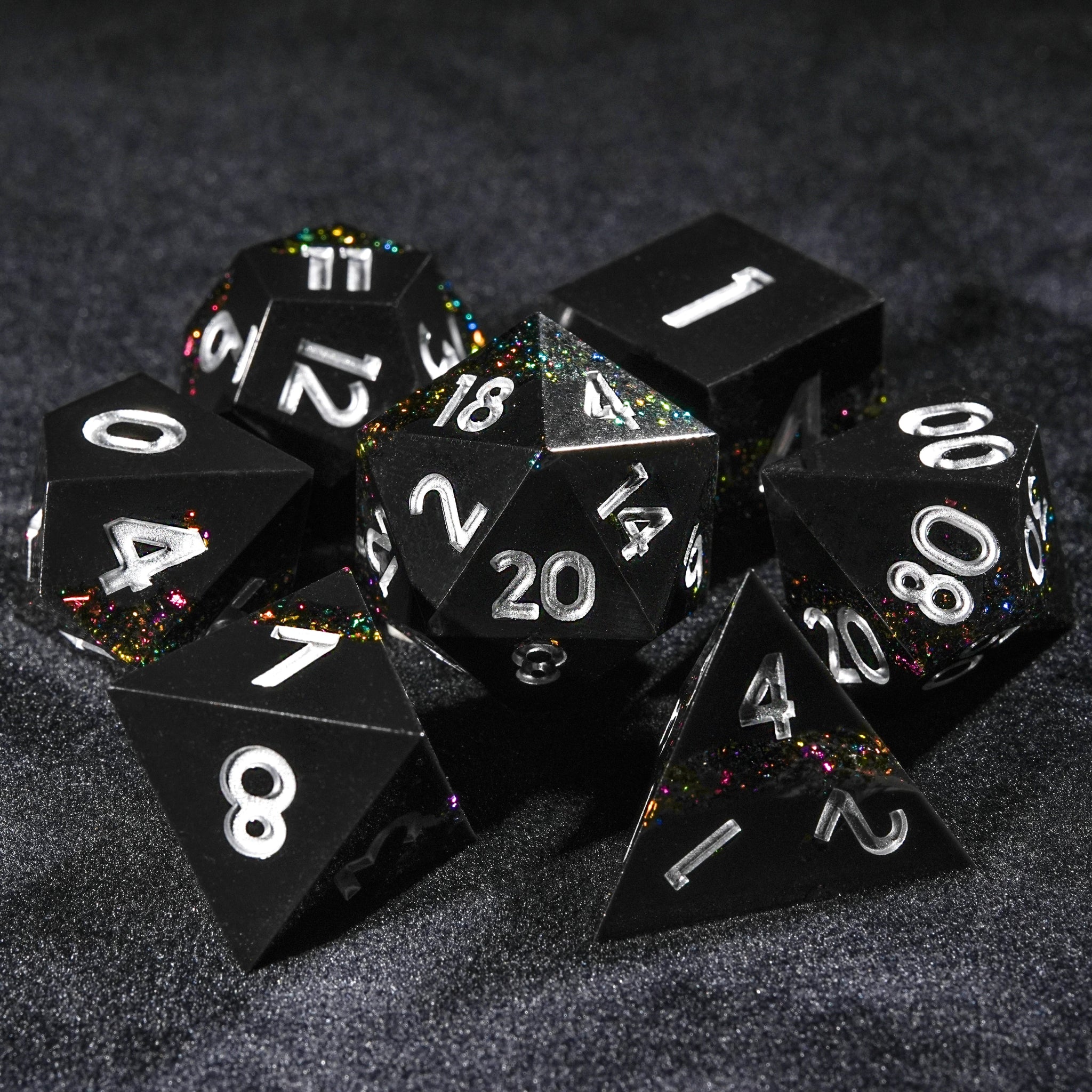 Dark Glamour: Galactic Phantom Light Resin DND Dice Set - Bear Dice