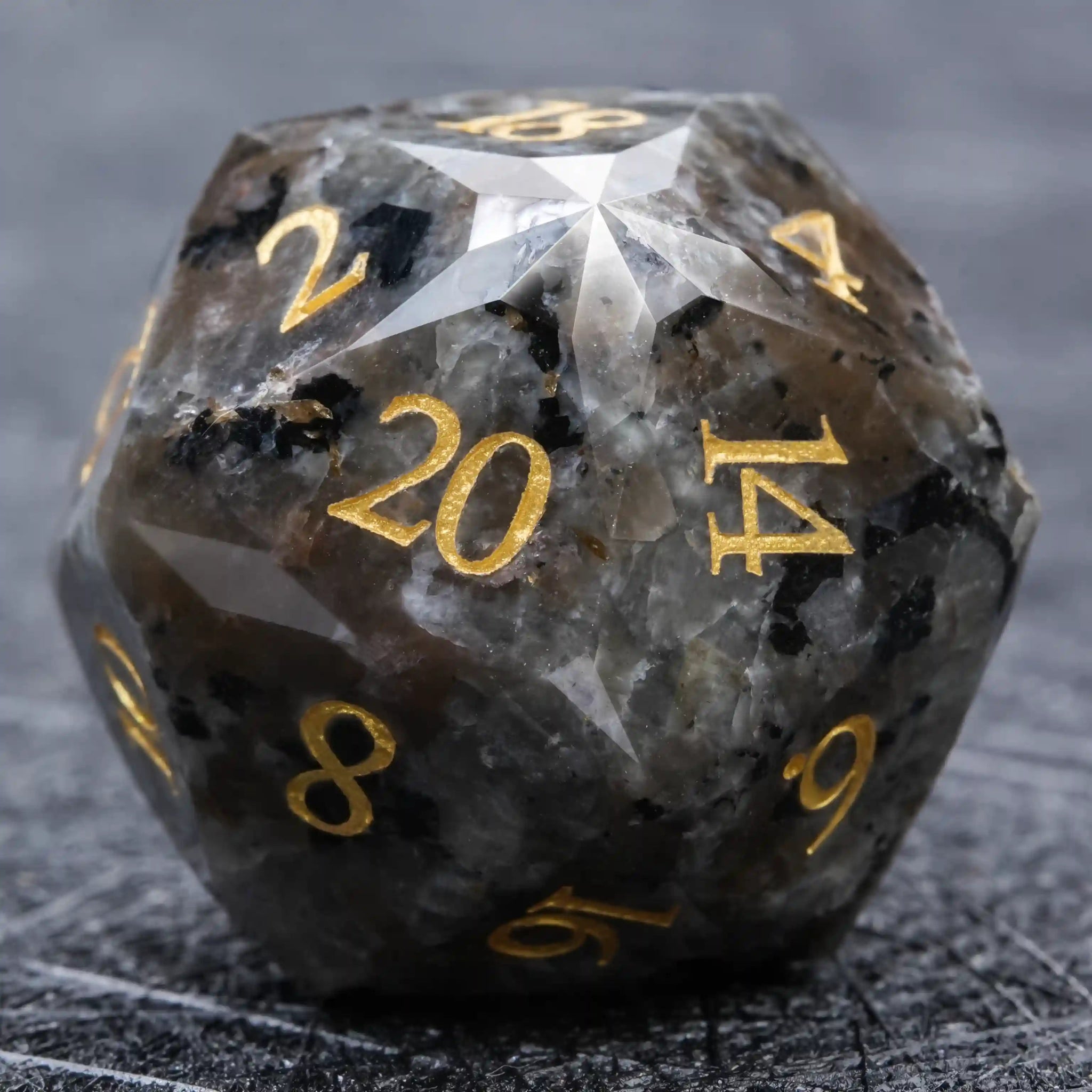 D&D Multi - Sided Engraved Natural Gemstone Dice Set - Bear Dice