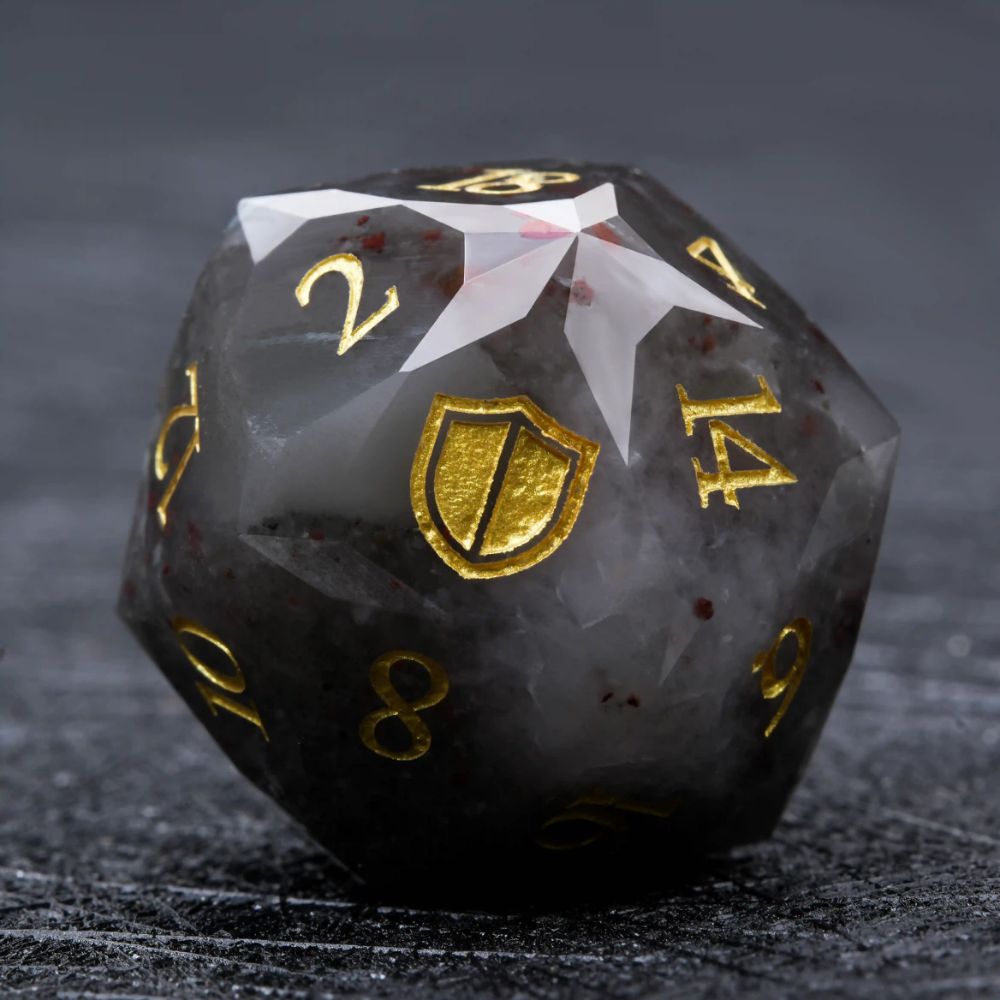 D&D Multi - Sided Engraved Natural Gemstone Dice Set - Bear Dice
