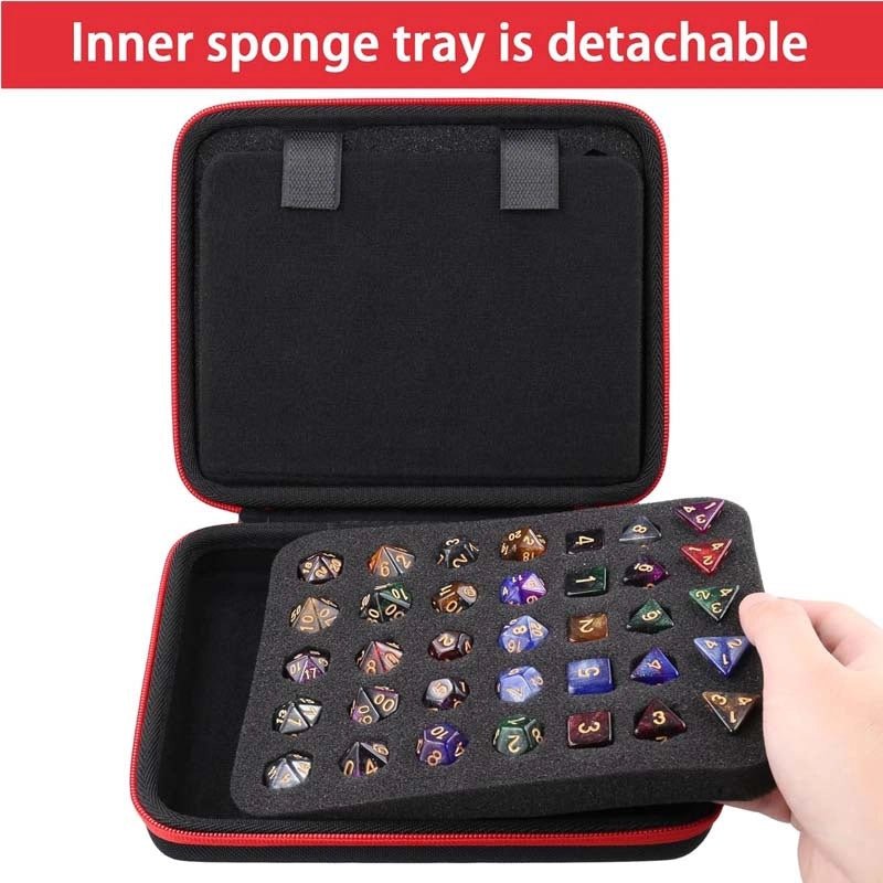 Dice Collection - DND Dice Set Storage Box + Zippered Dice Case + Logo Badge - Bear Dice