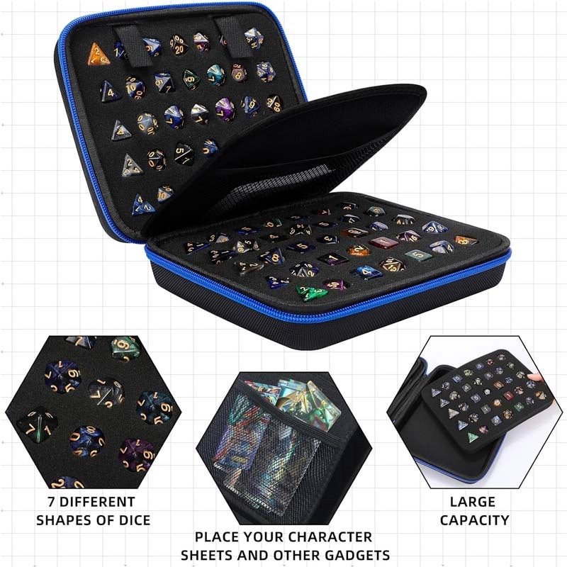Dice Collection - DND Dice Set Storage Box + Zippered Dice Case + Logo Badge - Bear Dice