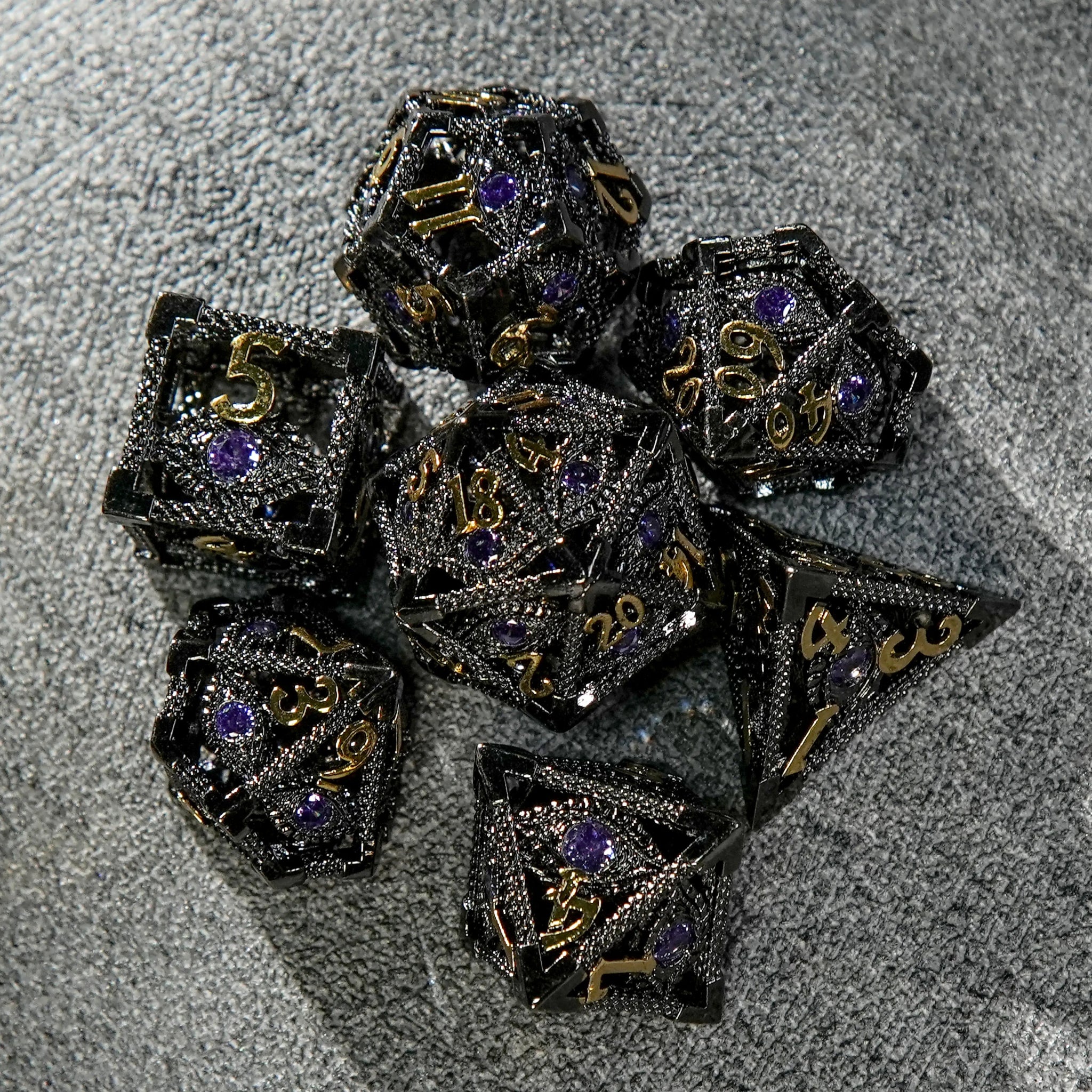 DND Amethyst Dragon's Eye Hollow Metal Dice Set|Eyes of Cthulhu - Bear Dice