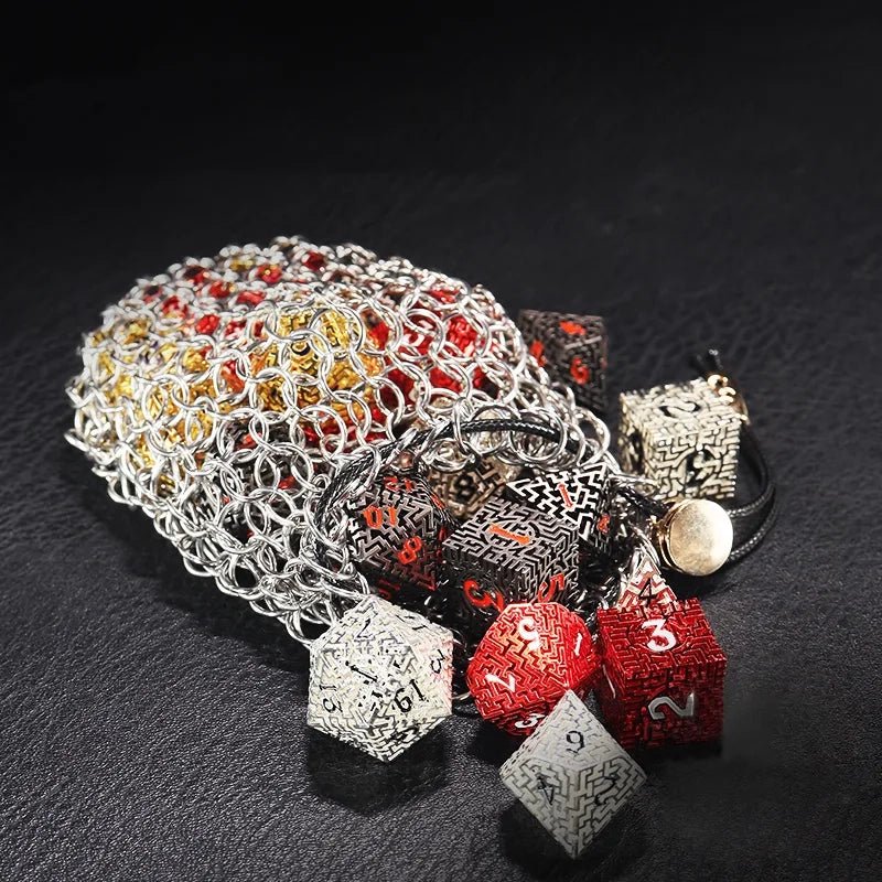 DND Chainmail Dice Bag Handmade Metal Dice Bag - Bear Dice