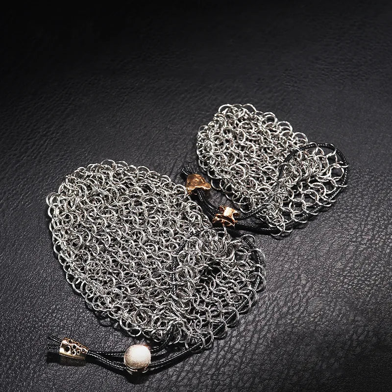 DND Chainmail Dice Bag Handmade Metal Dice Bag - Bear Dice
