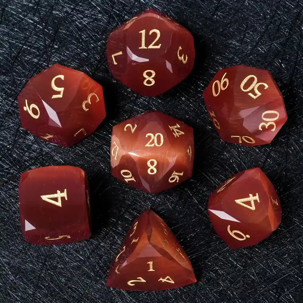 DND Dice - Crimson Glass Gem Polyhedron RPG Dice Set - Bear Dice